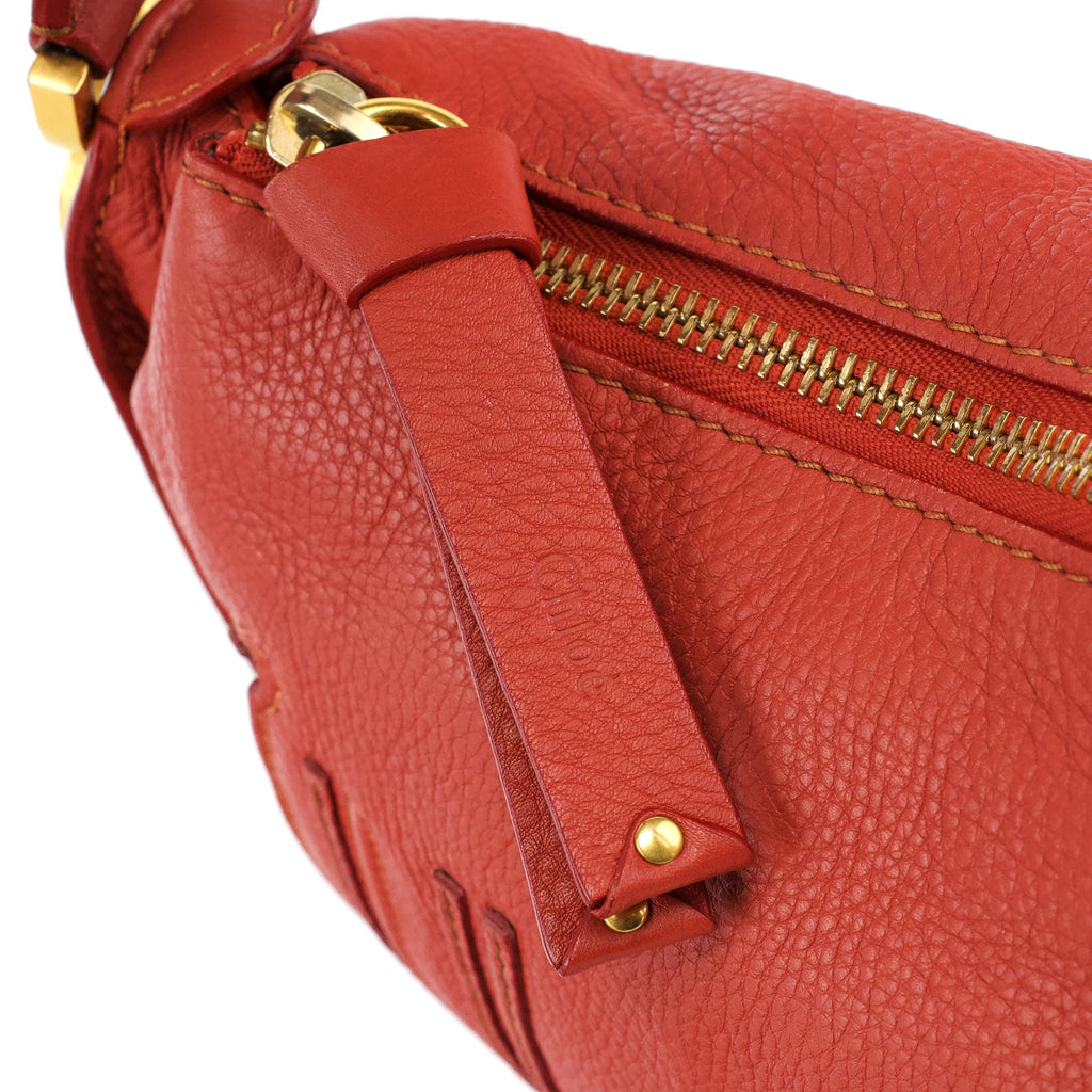 Pale Red Leather Marcie Shoulder Bag