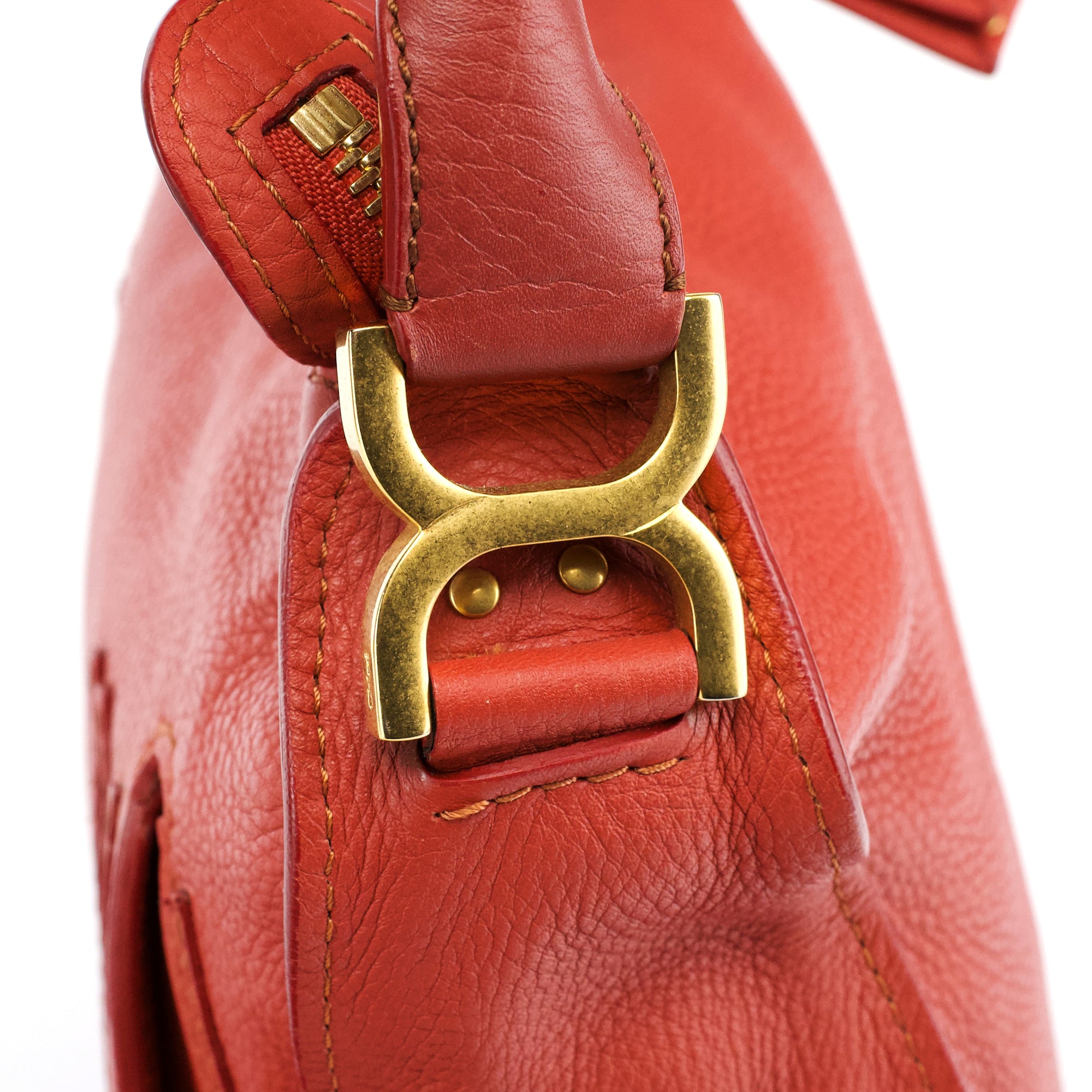 Pale Red Leather Marcie Shoulder Bag