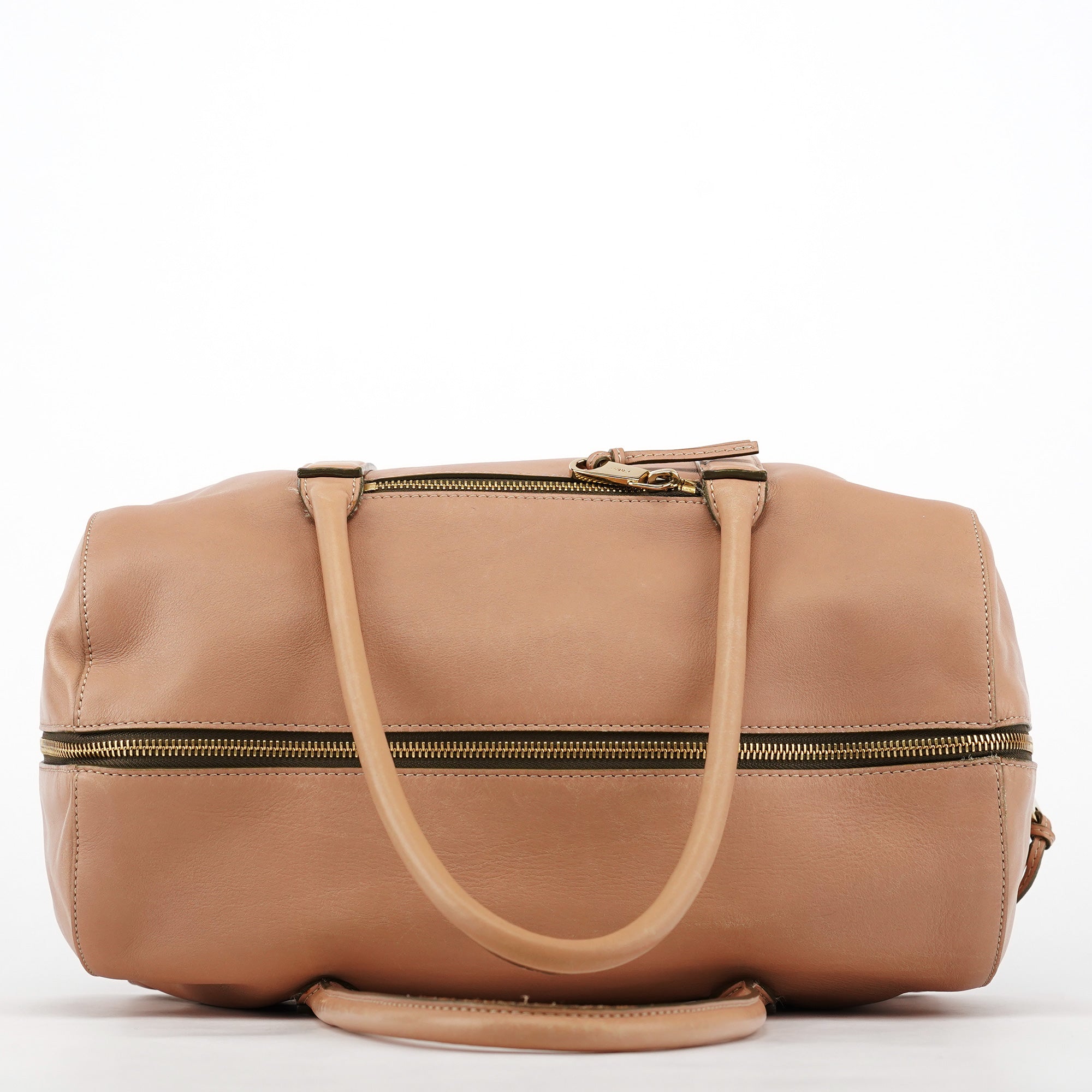 Pink Beige Leather Madeleine Boston Bag