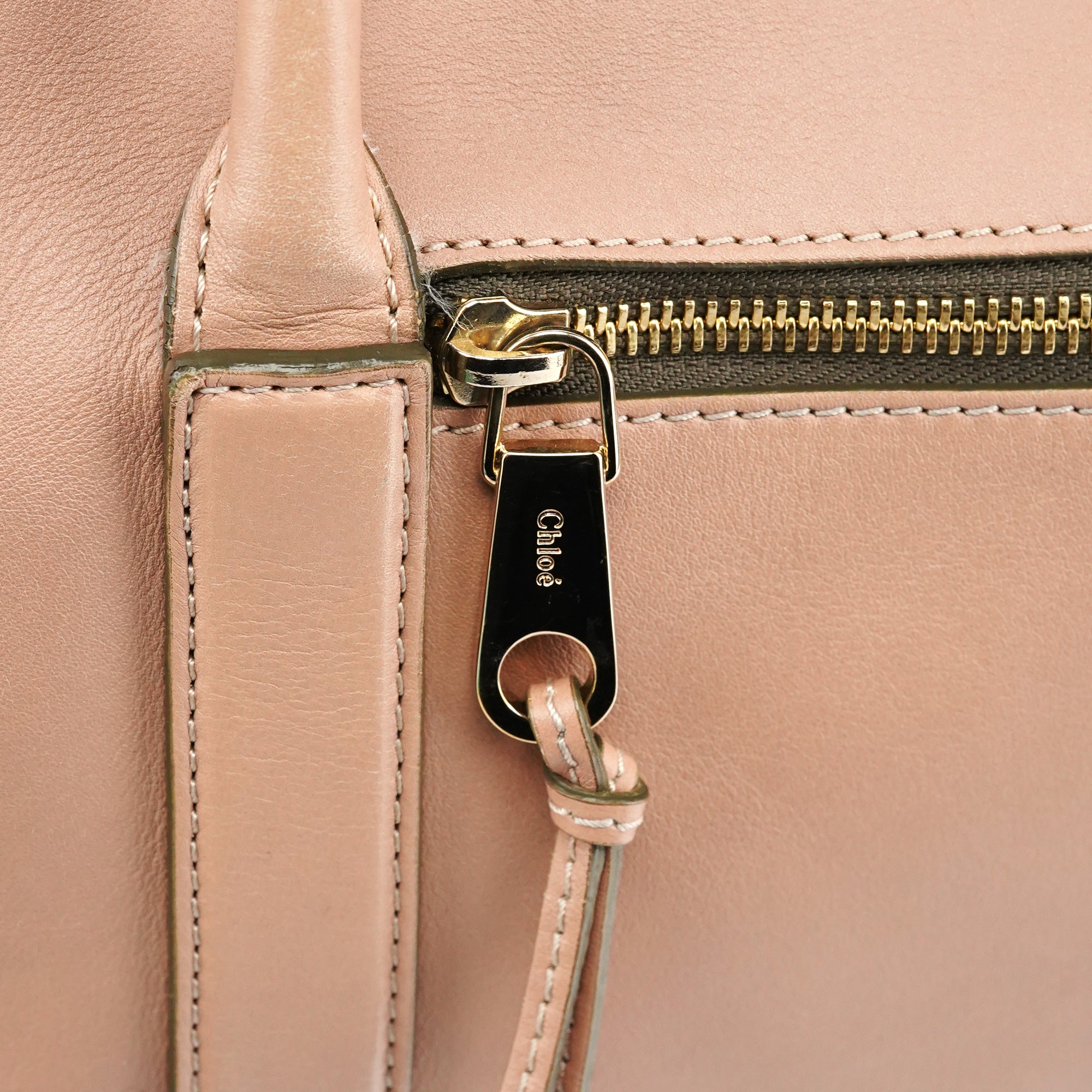 Pink Beige Leather Madeleine Boston Bag