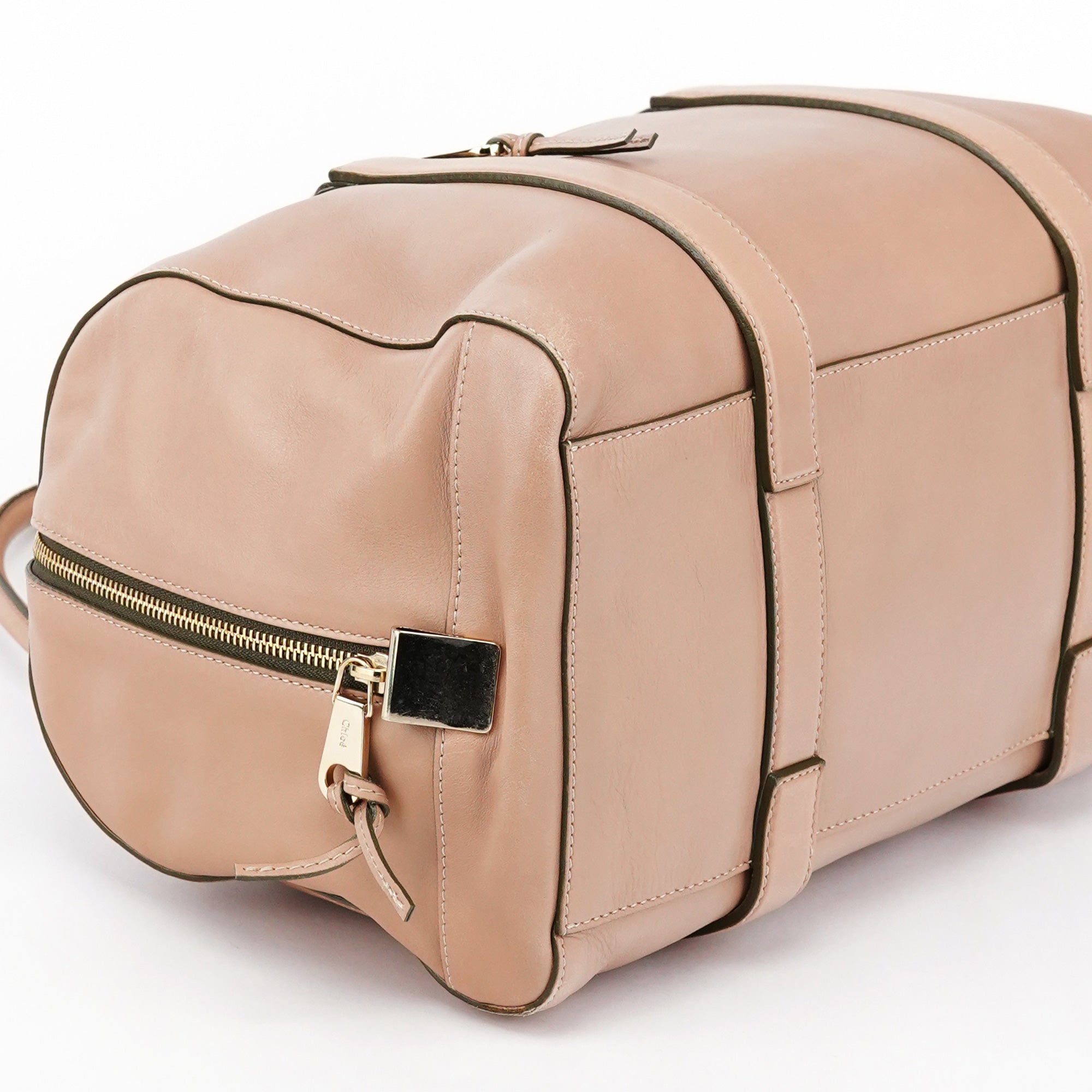 Pink Beige Leather Madeleine Boston Bag
