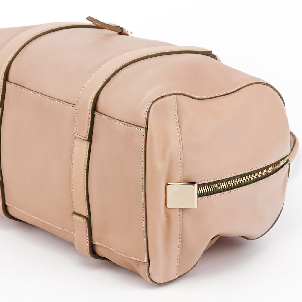 Pink Beige Leather Madeleine Boston Bag