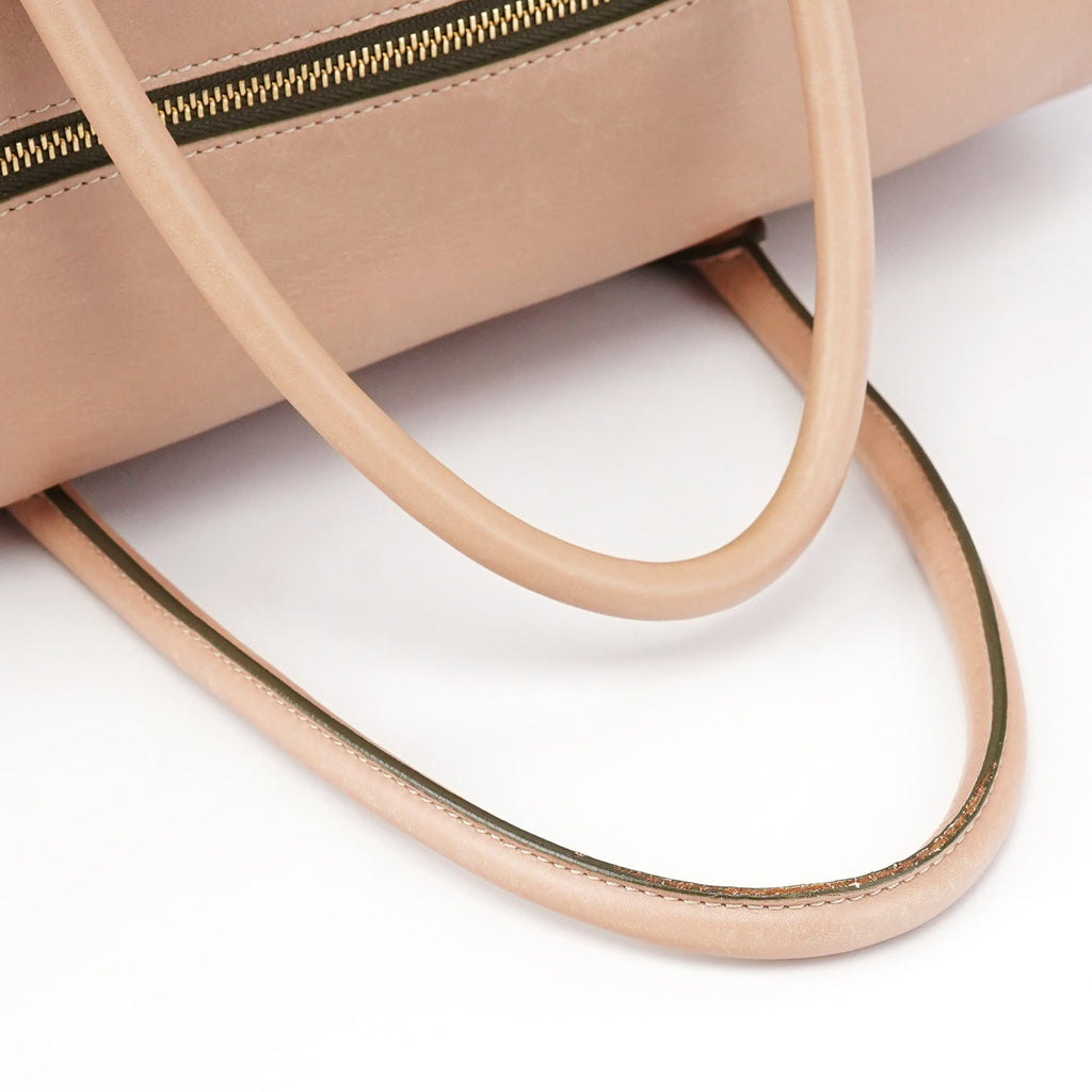 Pink Beige Leather Madeleine Boston Bag