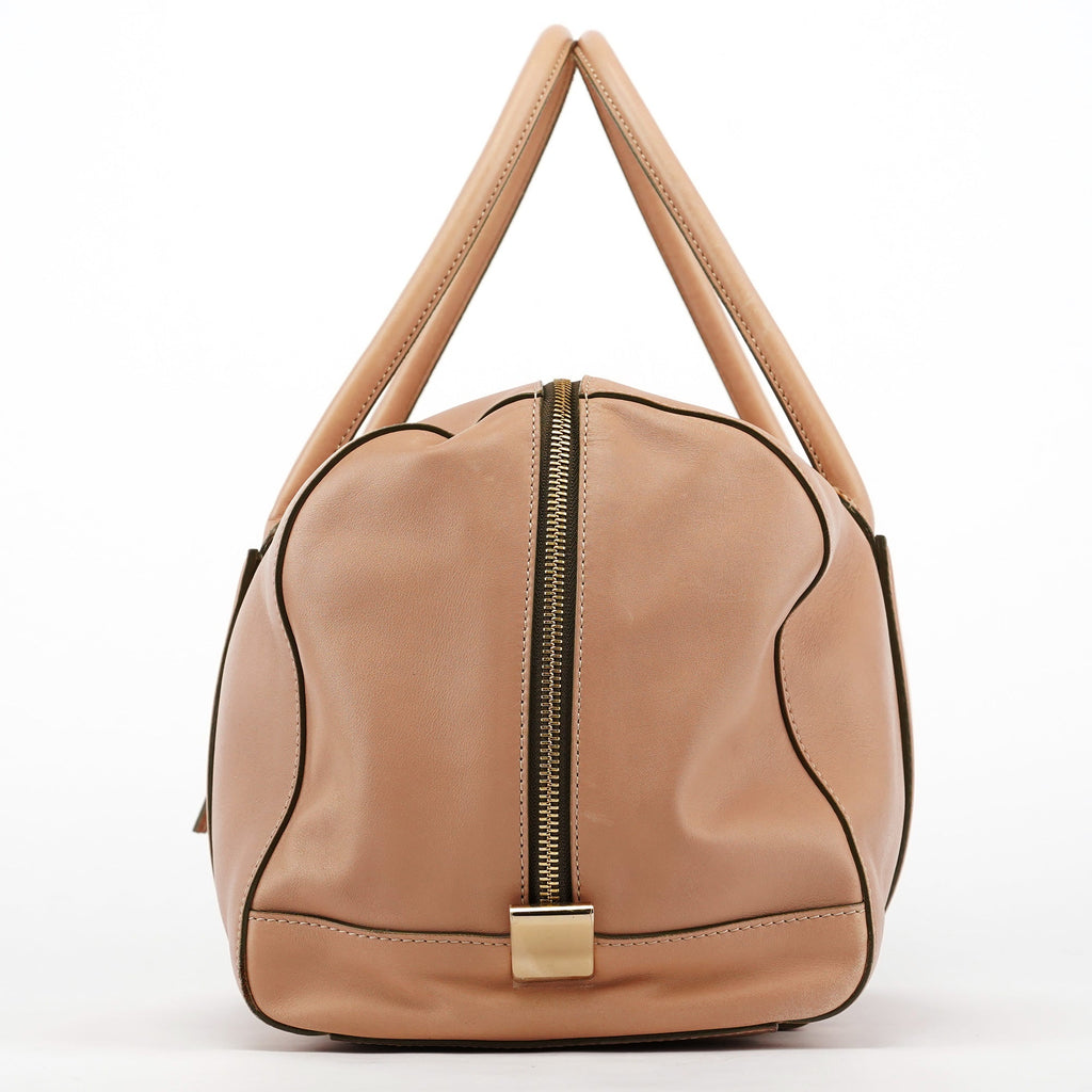 Pink Beige Leather Madeleine Boston Bag
