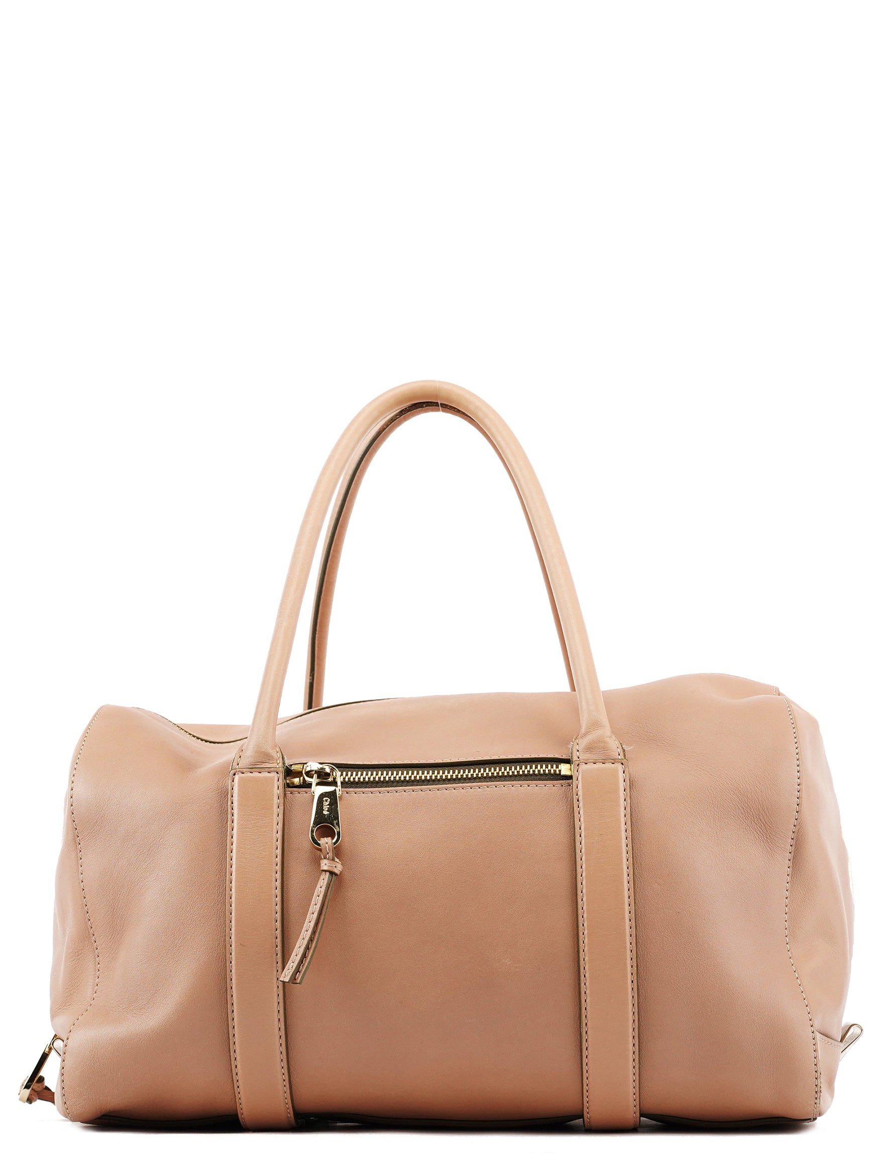 Pink Beige Leather Madeleine Boston Bag