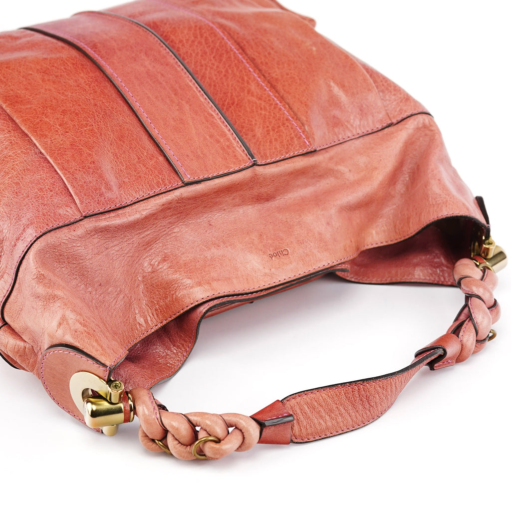 Pink Leather Héloise Hobo Shoulder Bag