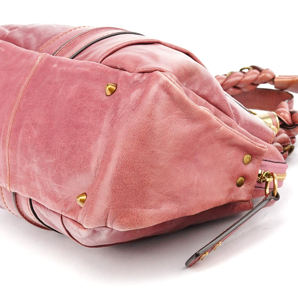 Pink Leather Heloise Tote Bag