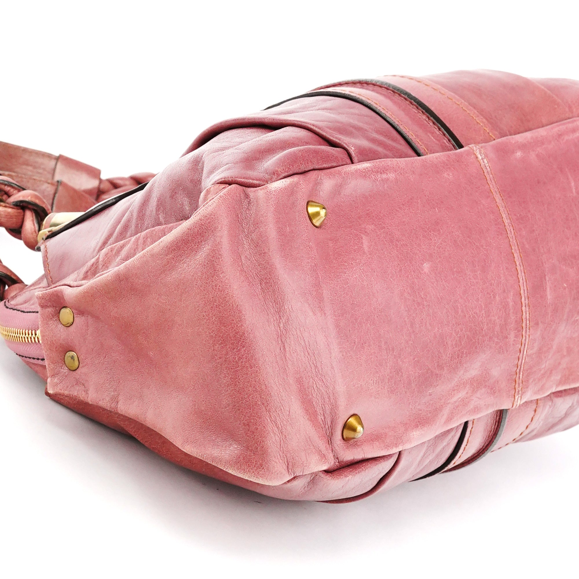 Pink Leather Heloise Tote Bag