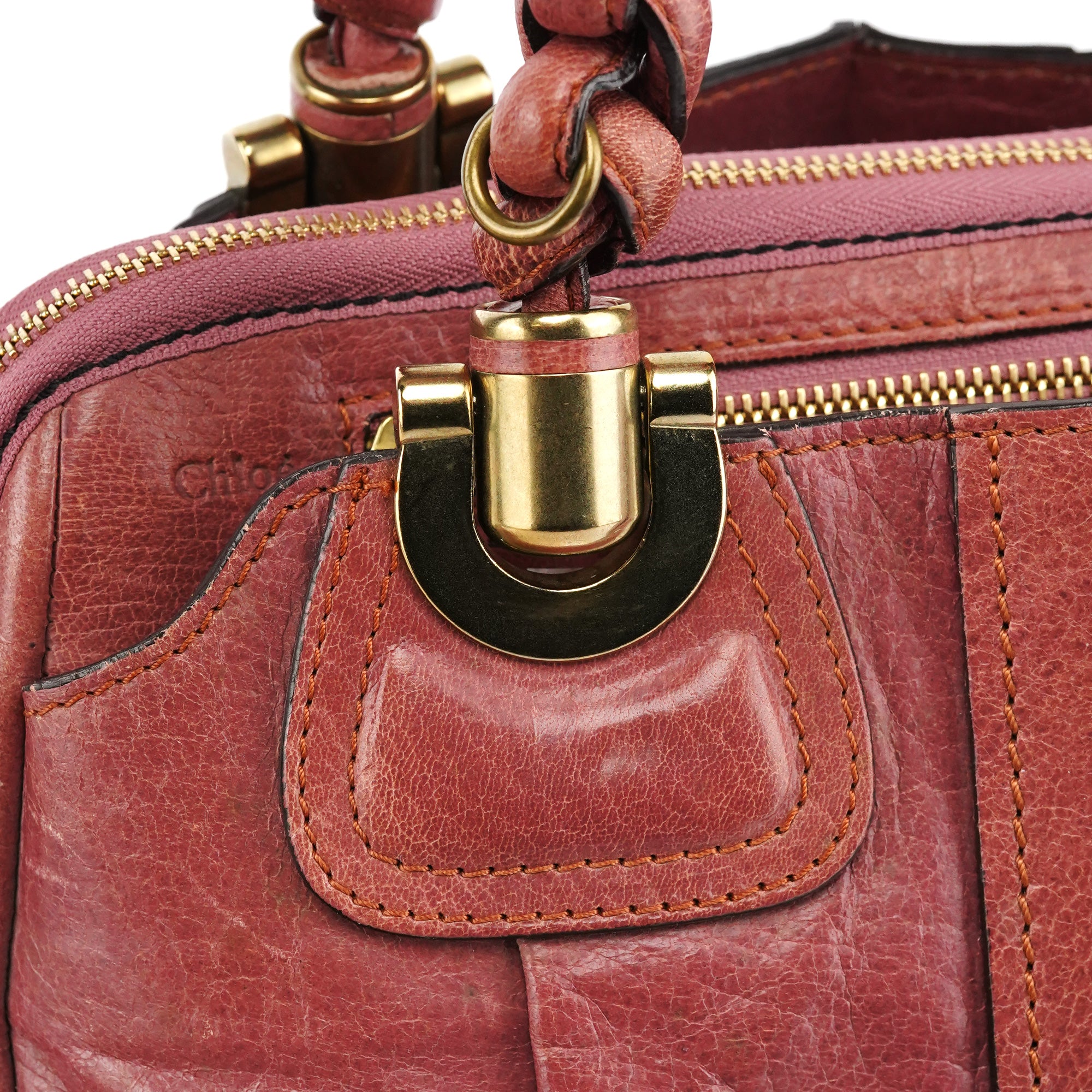 Pink Leather Heloise Tote Bag