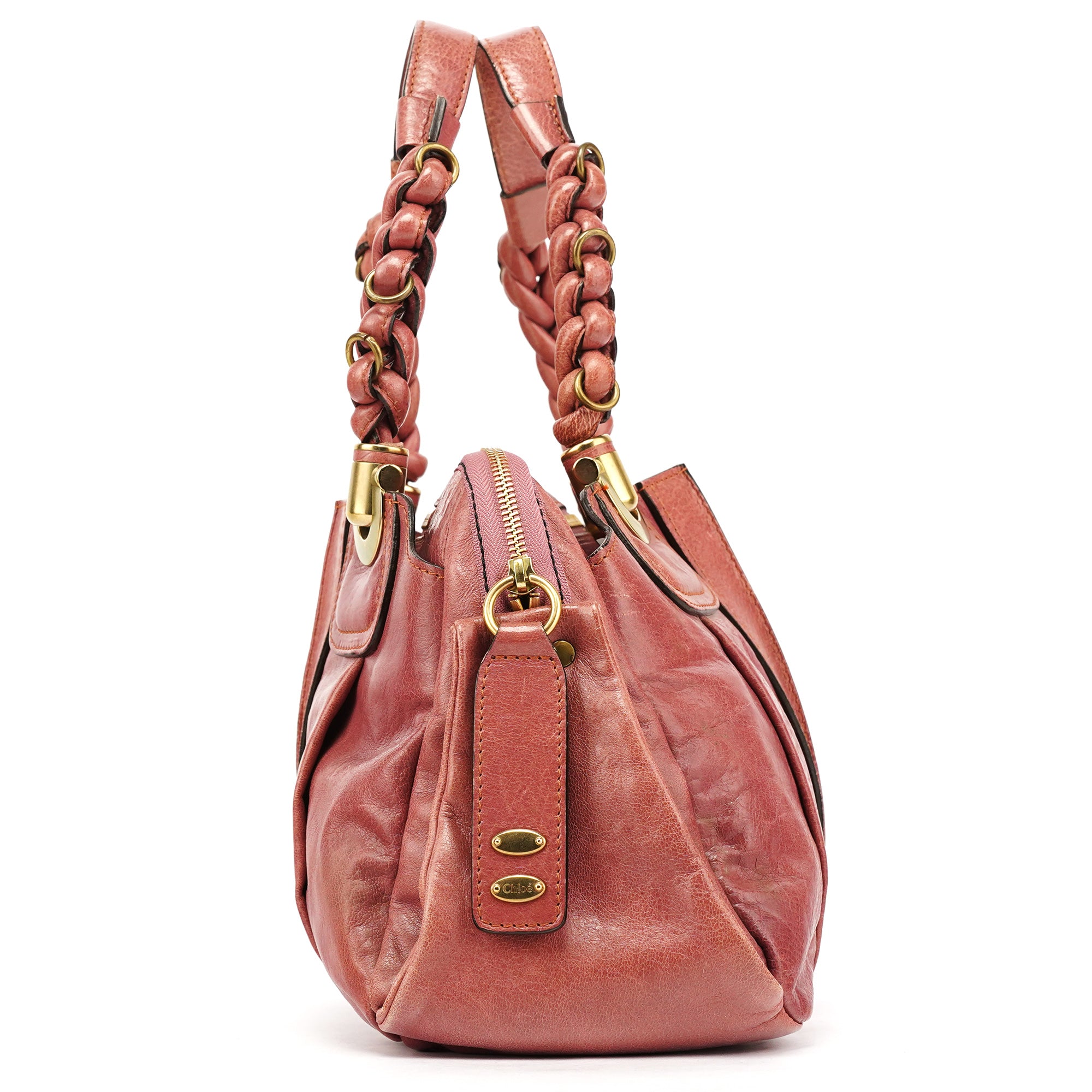 Pink Leather Heloise Tote Bag