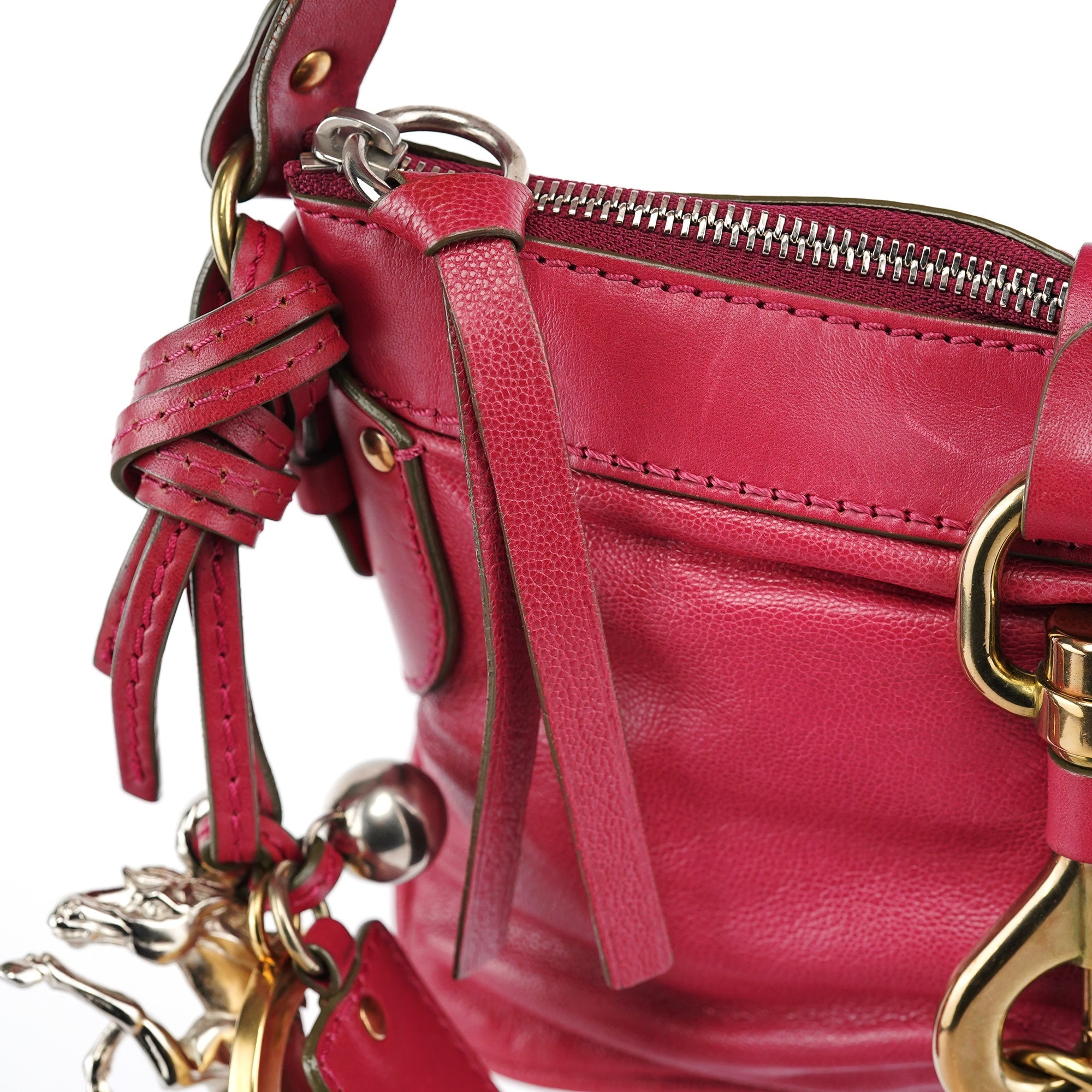Pink Leather Kerala Shoulder Bag