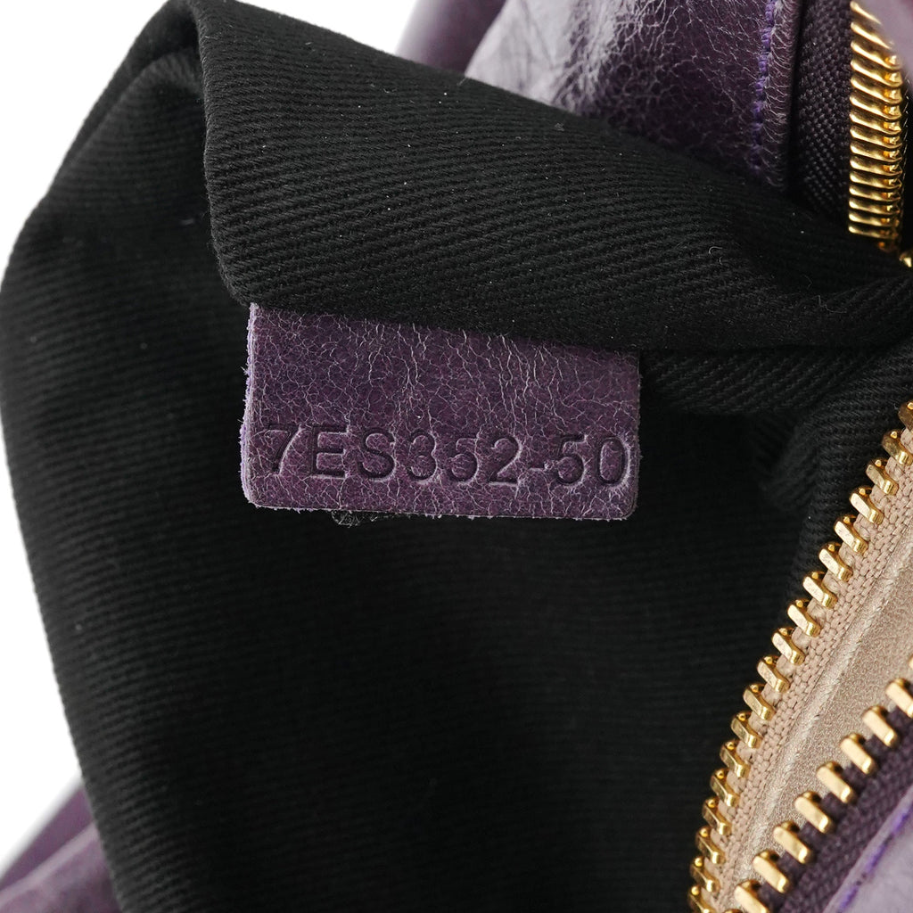 Purple Leather Bay Tote Bag
