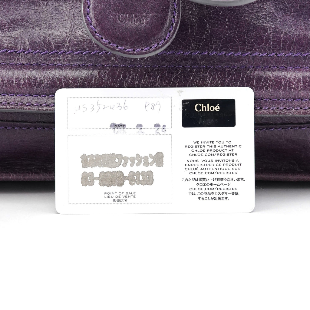 Purple Leather Bay Tote Bag