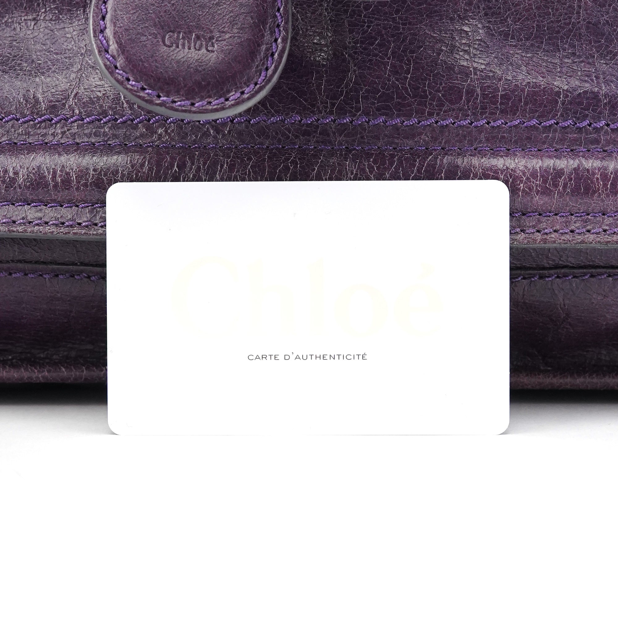 Purple Leather Bay Tote Bag