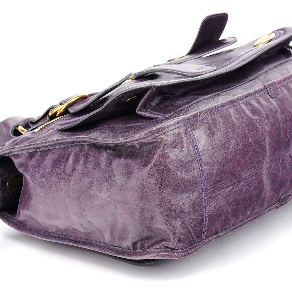 Purple Leather Bay Tote Bag