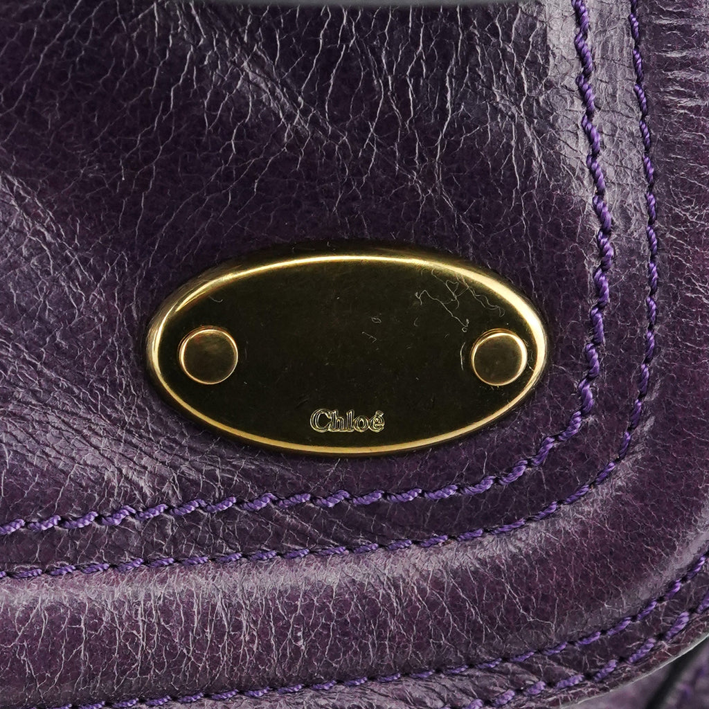 Purple Leather Bay Tote Bag