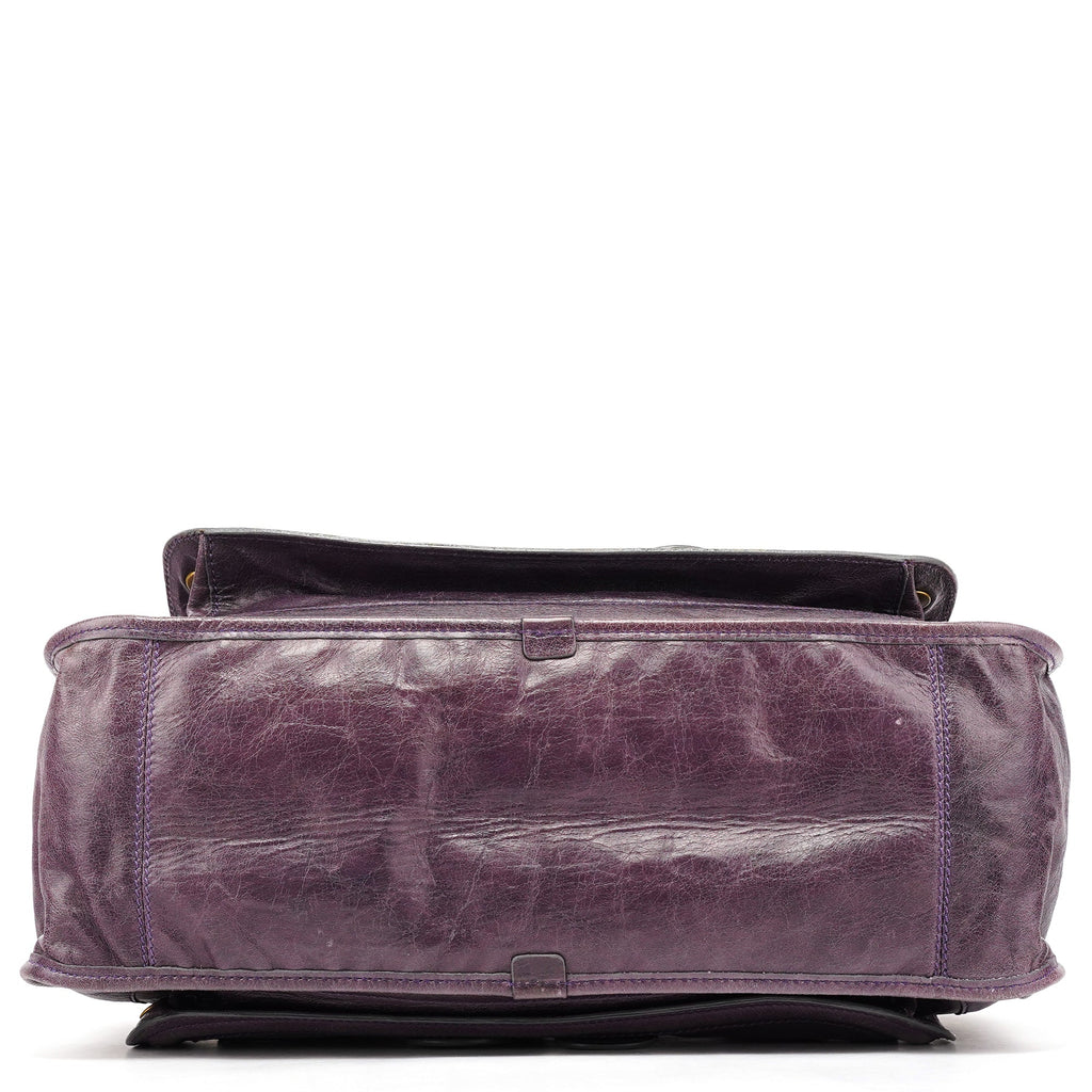 Purple Leather Bay Tote Bag