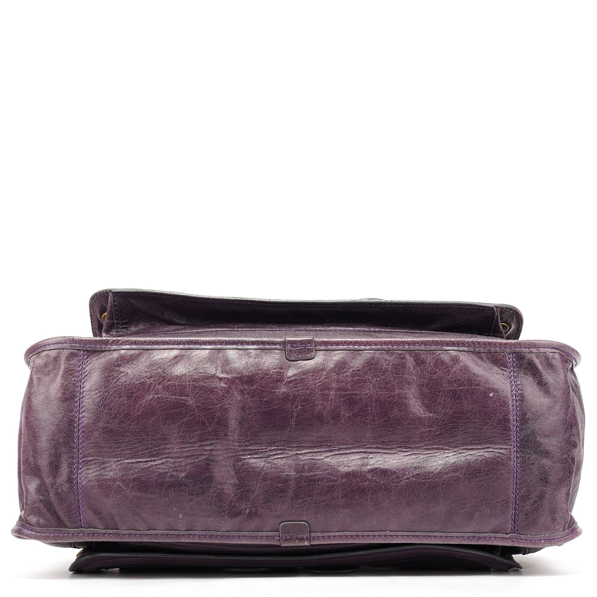 Purple Leather Bay Tote Bag