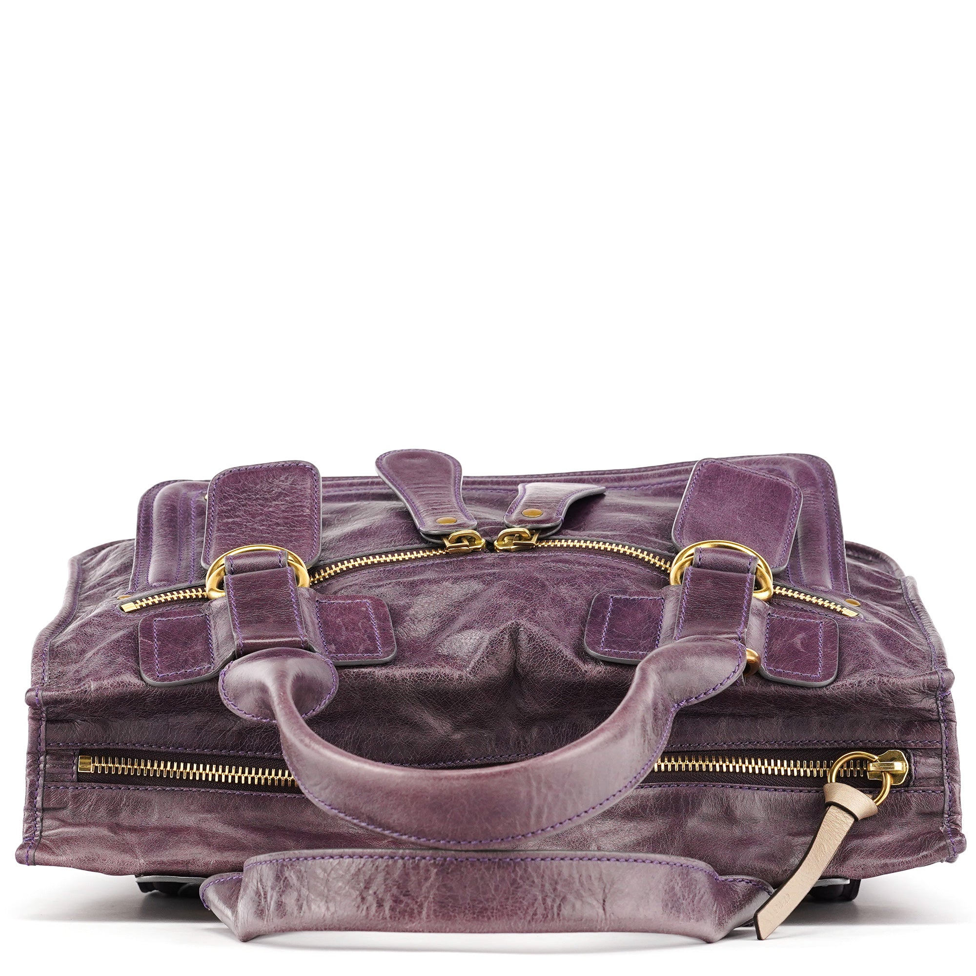Purple Leather Bay Tote Bag