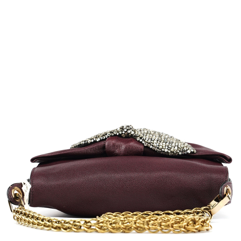 Purple Leather Bow Chain Shoulder Bag