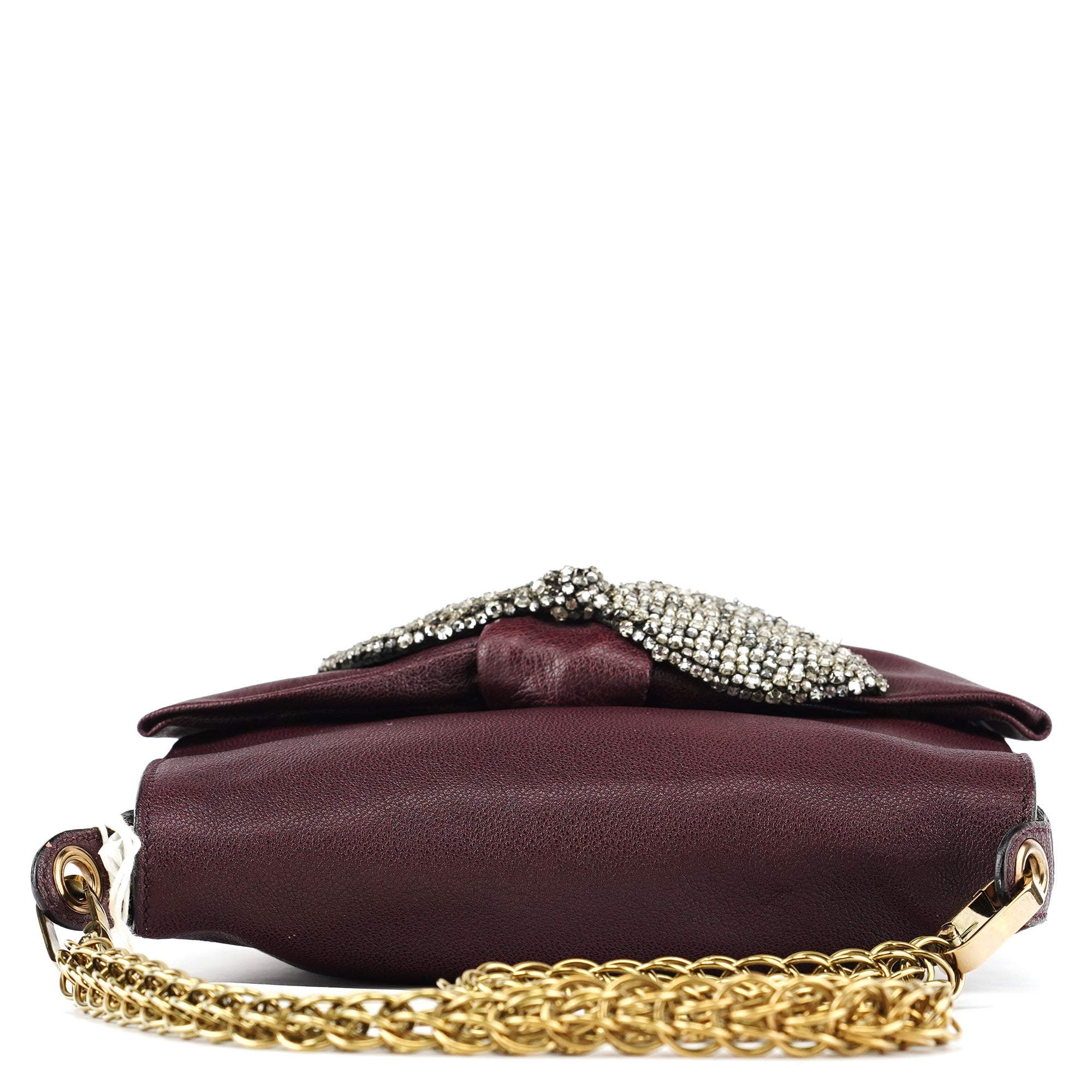 Purple Leather Bow Chain Shoulder Bag