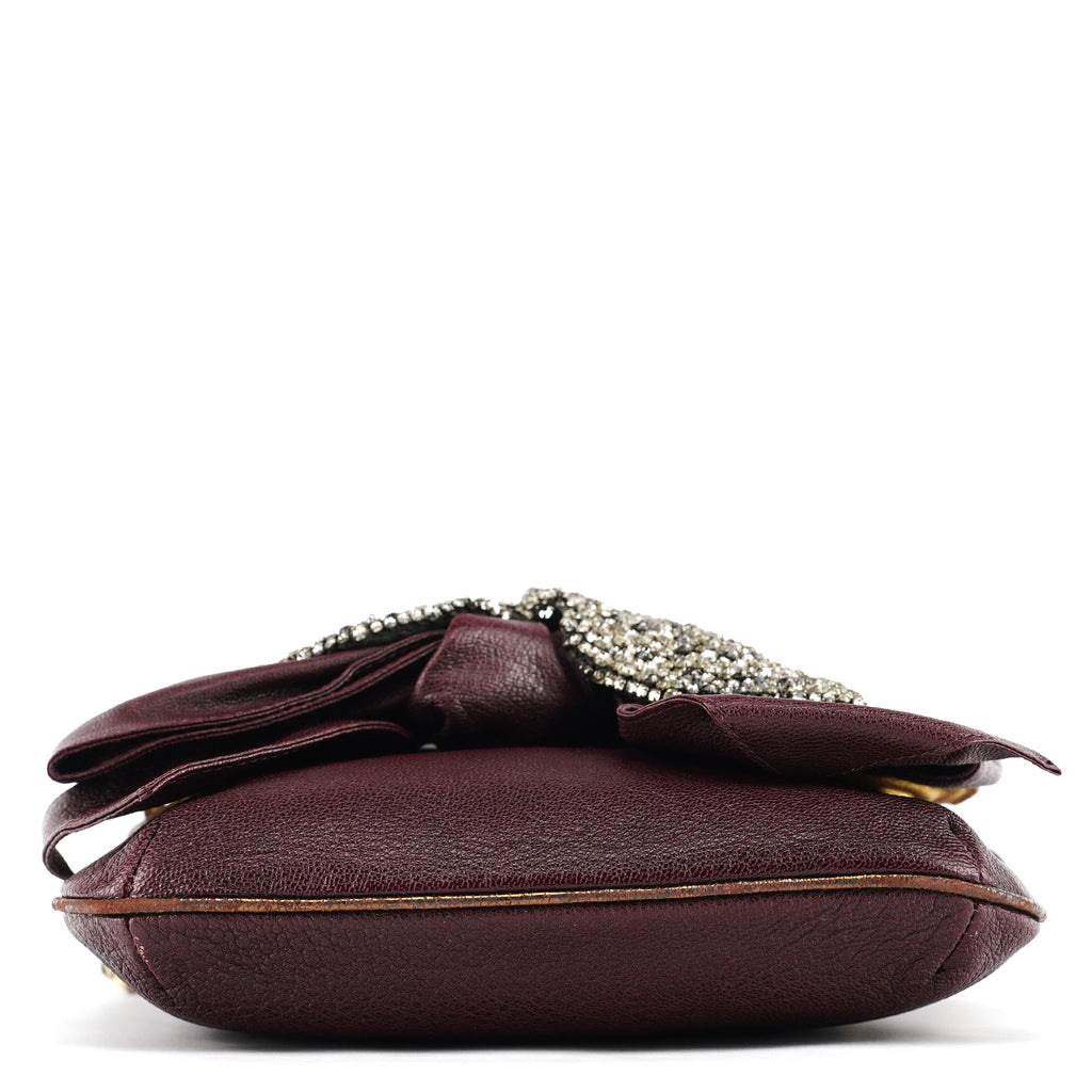 Purple Leather Bow Chain Shoulder Bag