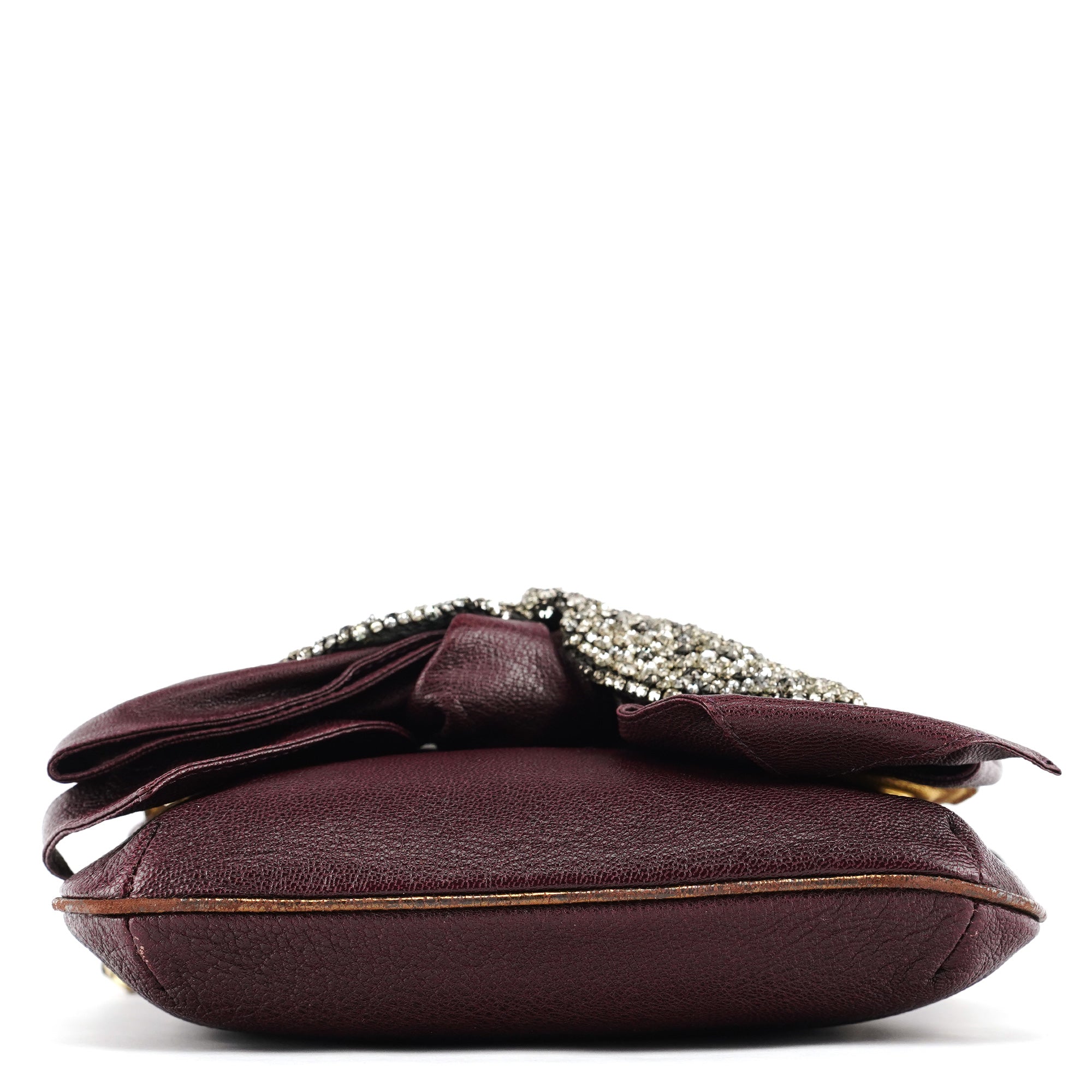 Purple Leather Bow Chain Shoulder Bag