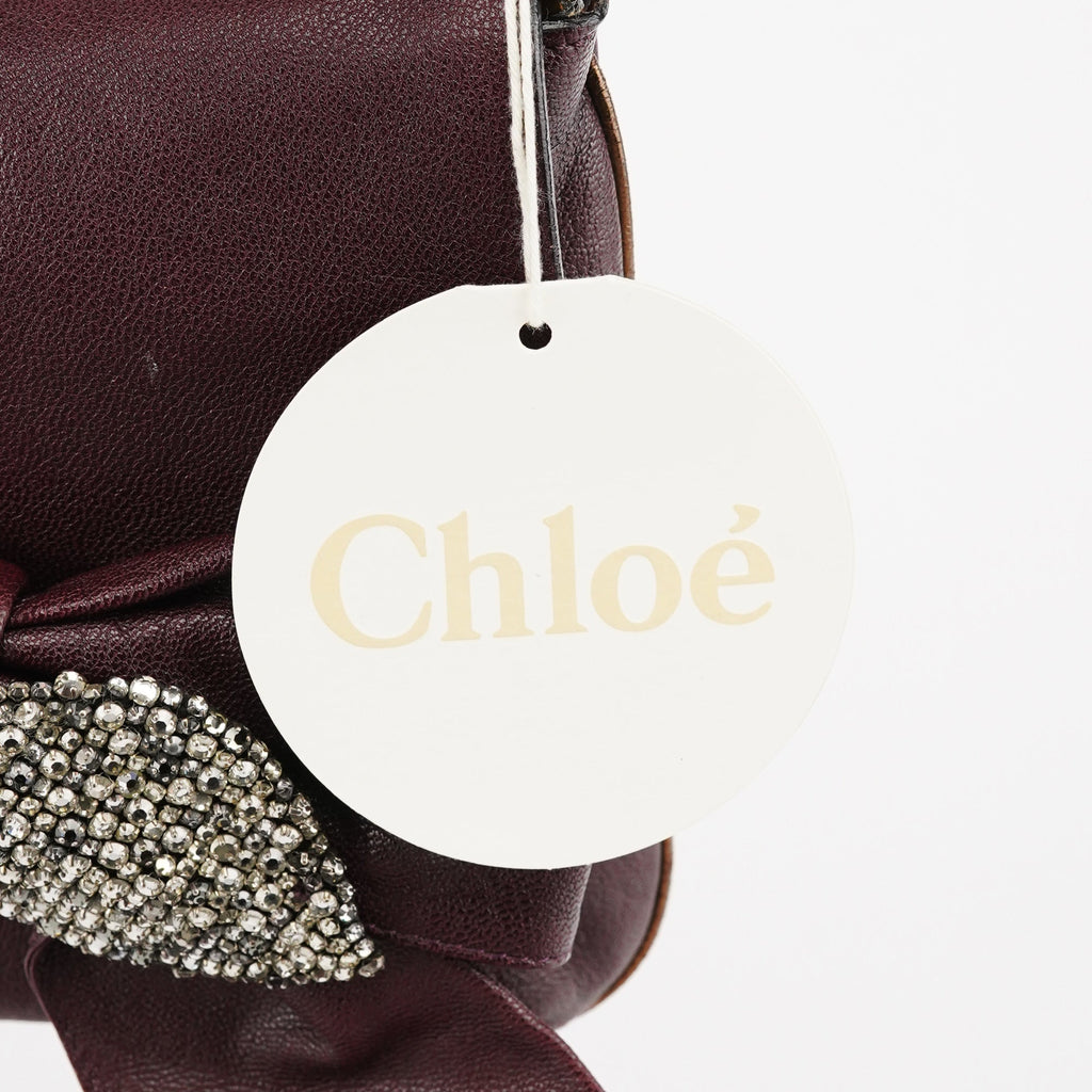 Purple Leather Bow Chain Shoulder Bag