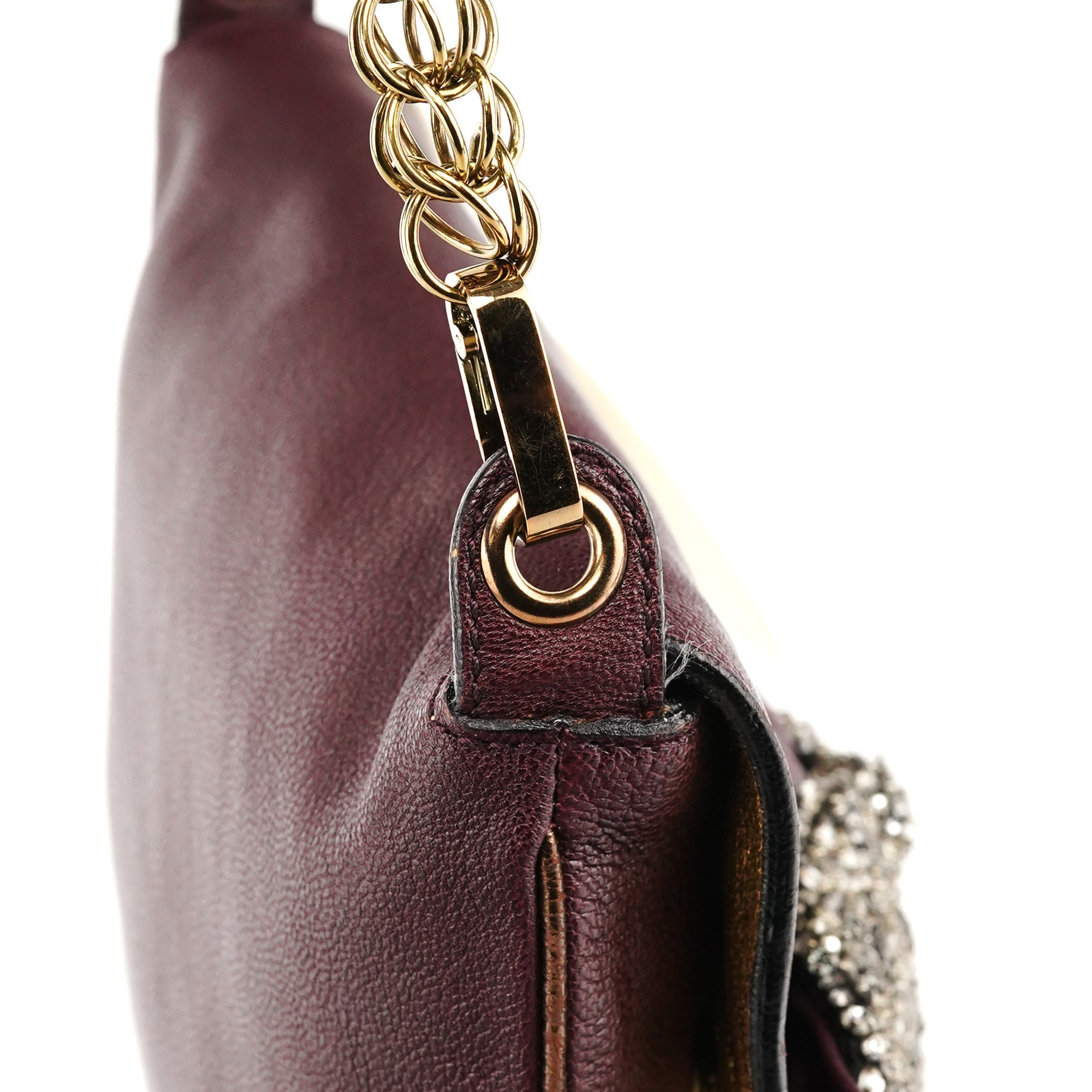 Purple Leather Bow Chain Shoulder Bag