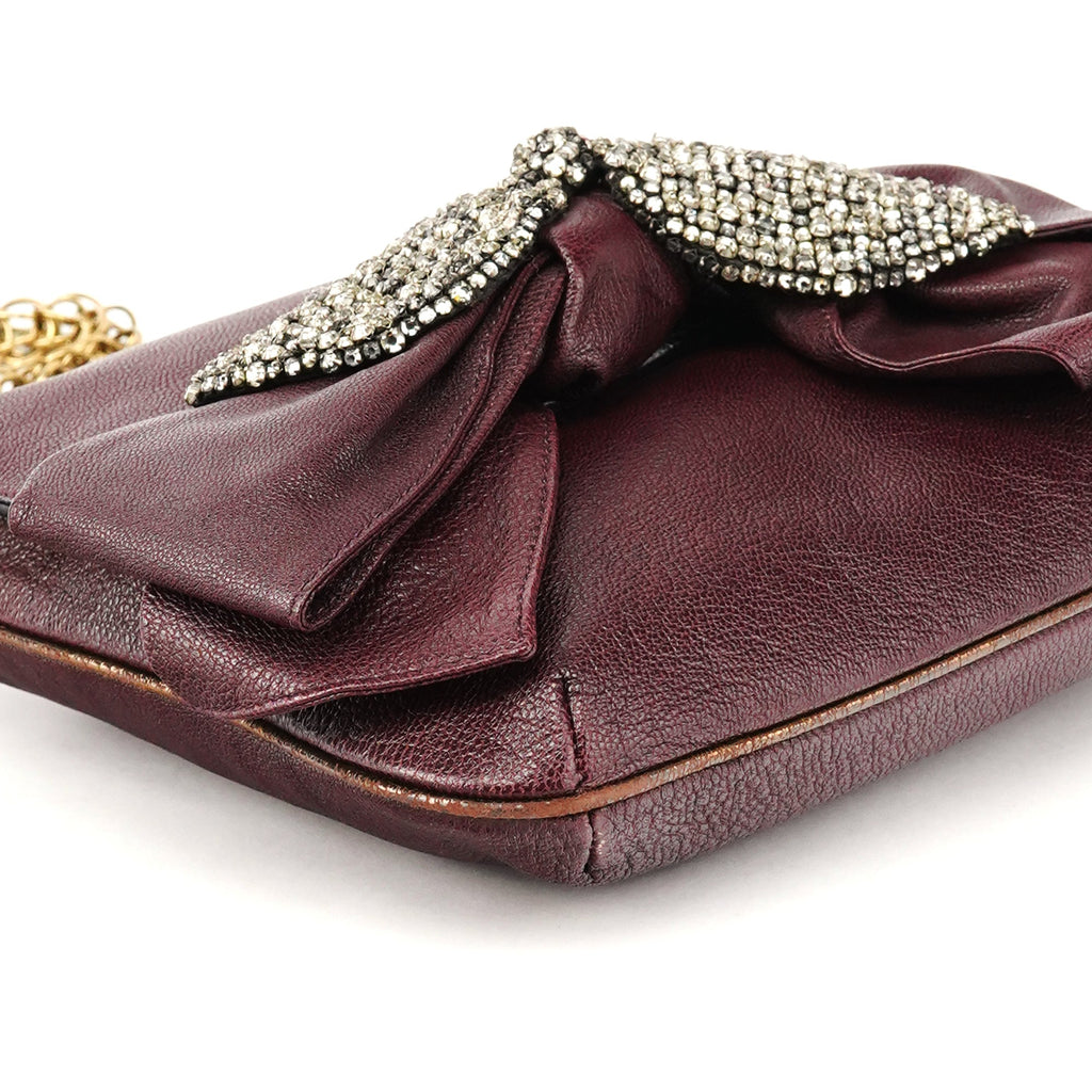 Purple Leather Bow Chain Shoulder Bag