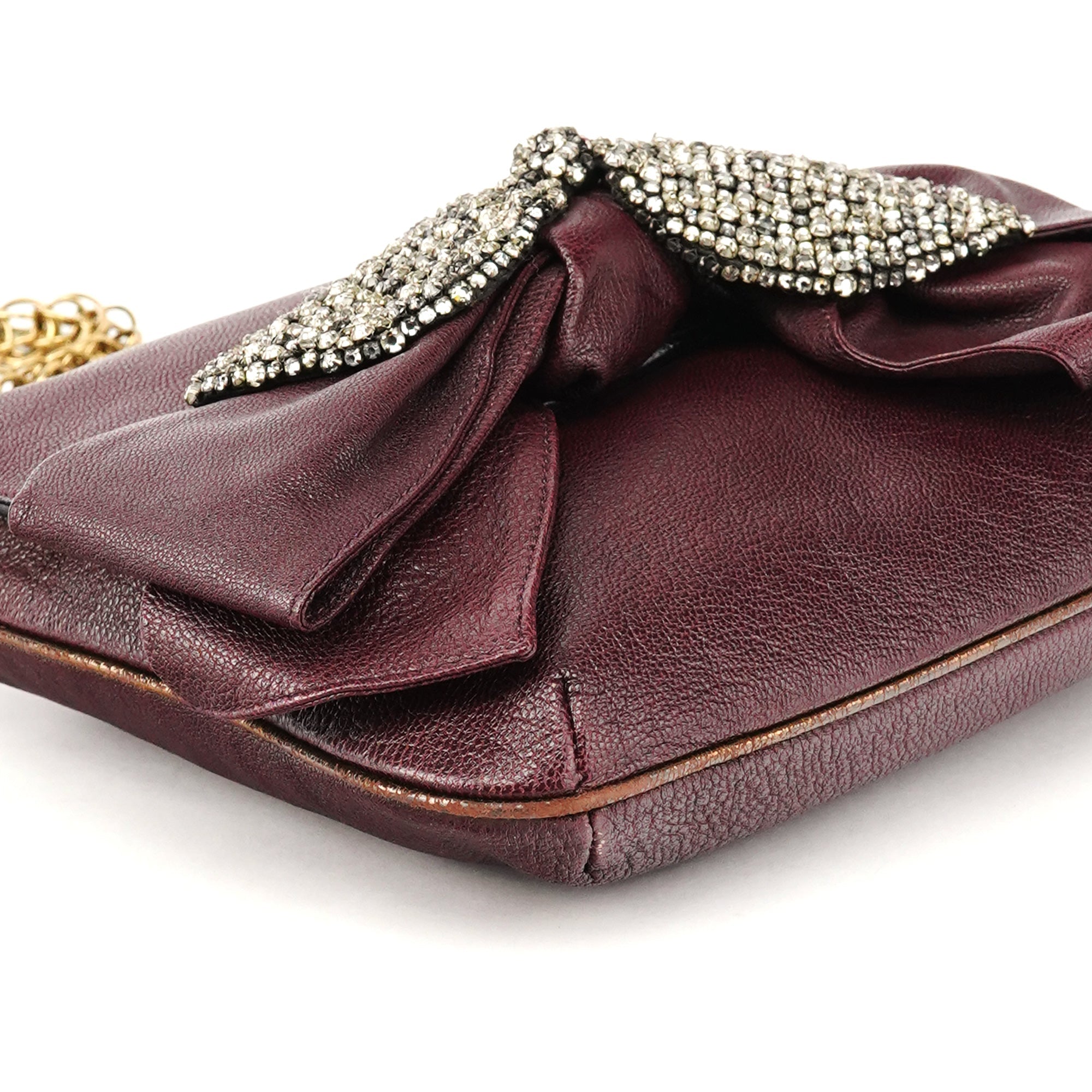 Purple Leather Bow Chain Shoulder Bag