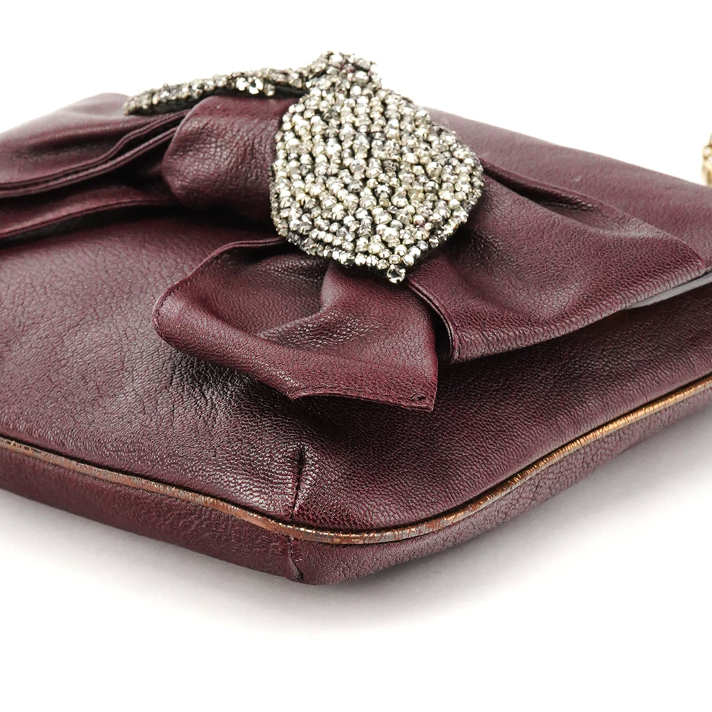 Purple Leather Bow Chain Shoulder Bag