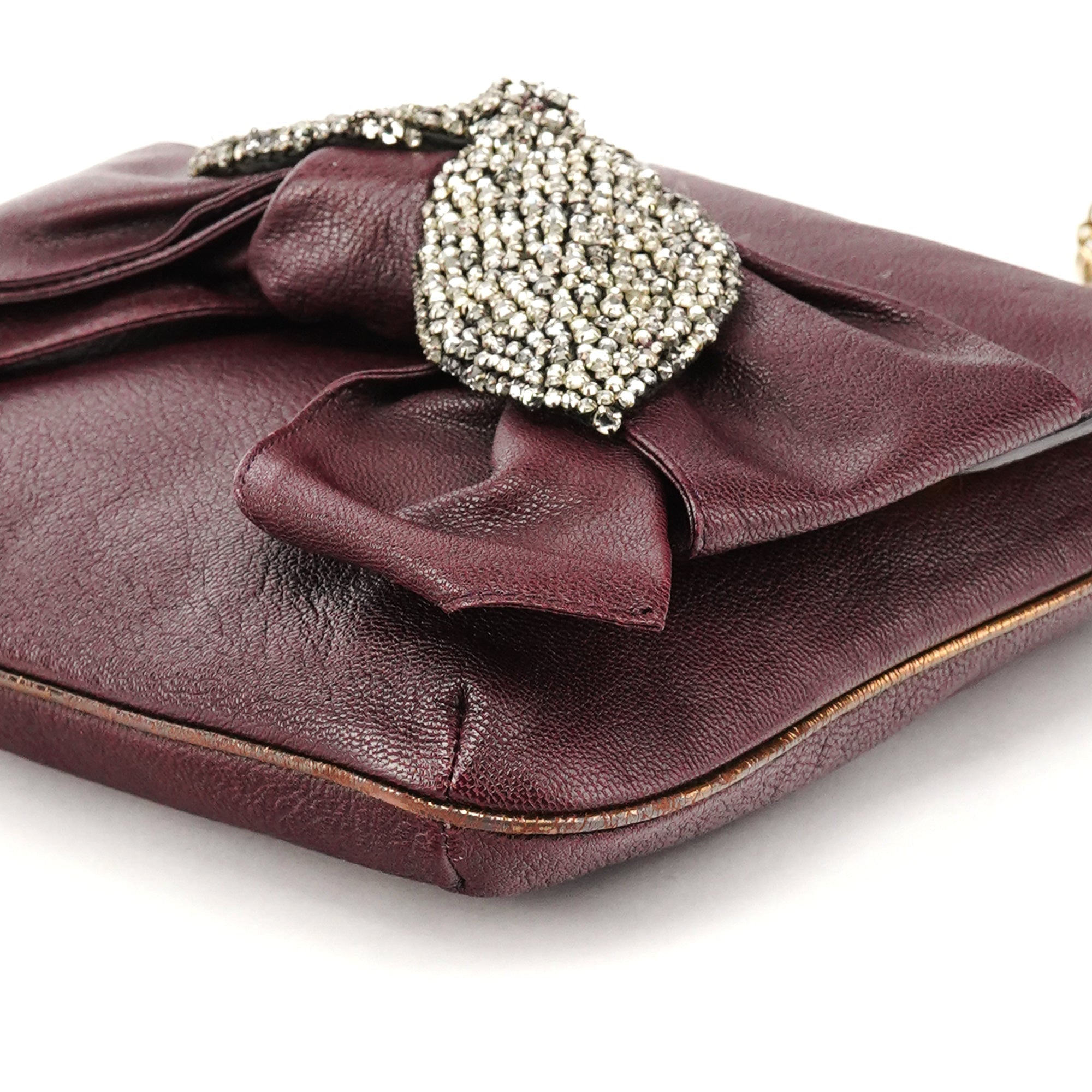Purple Leather Bow Chain Shoulder Bag