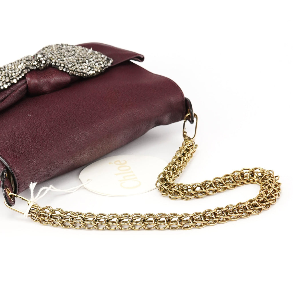 Purple Leather Bow Chain Shoulder Bag