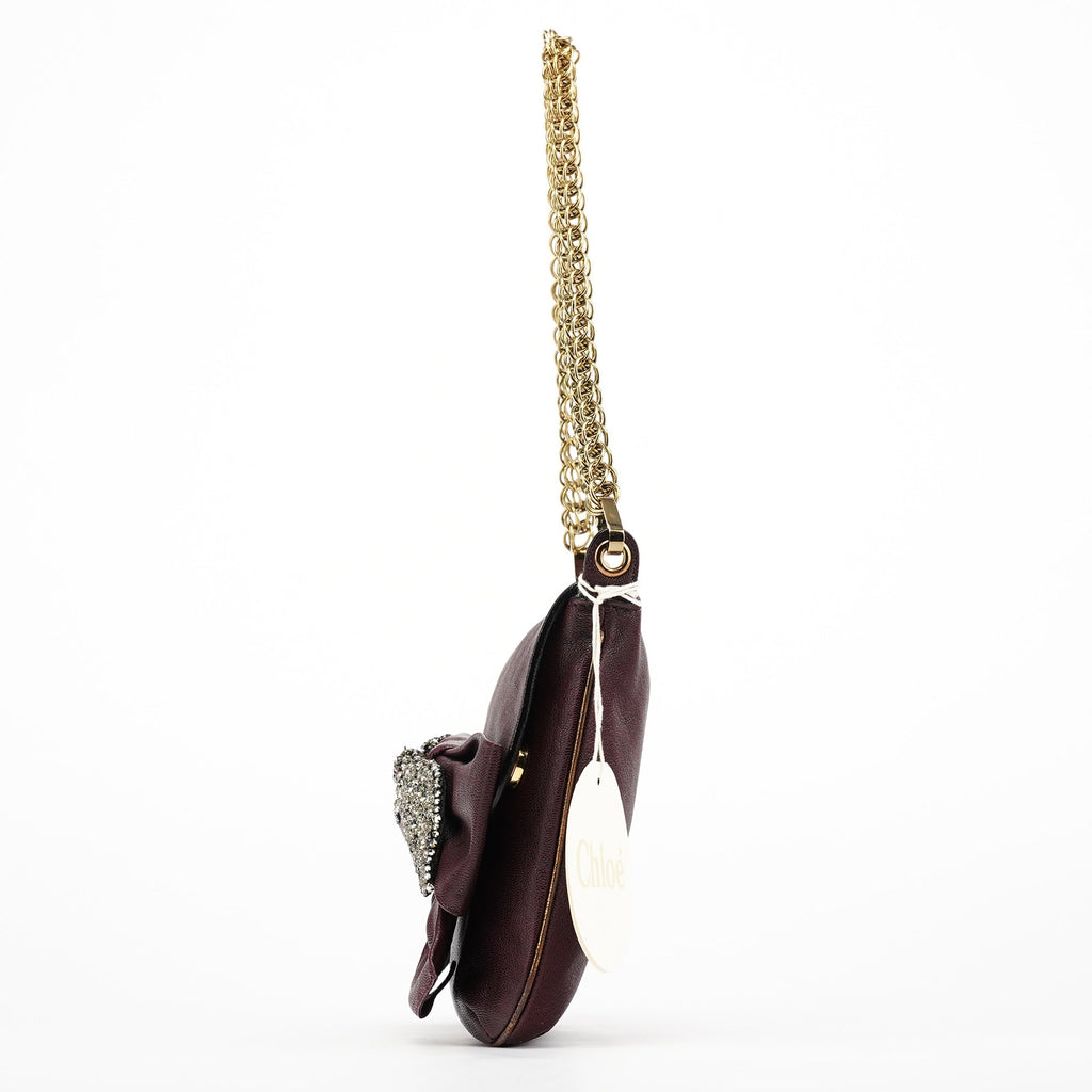 Purple Leather Bow Chain Shoulder Bag