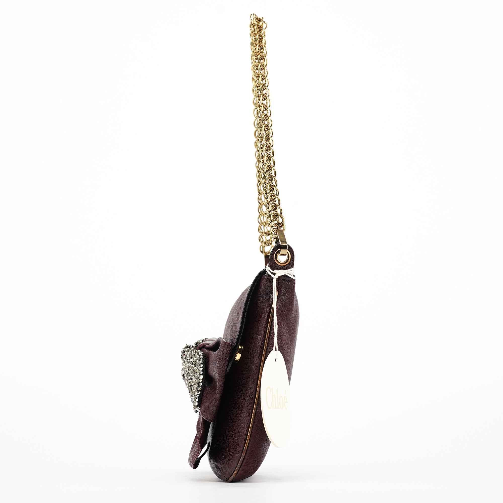 Purple Leather Bow Chain Shoulder Bag
