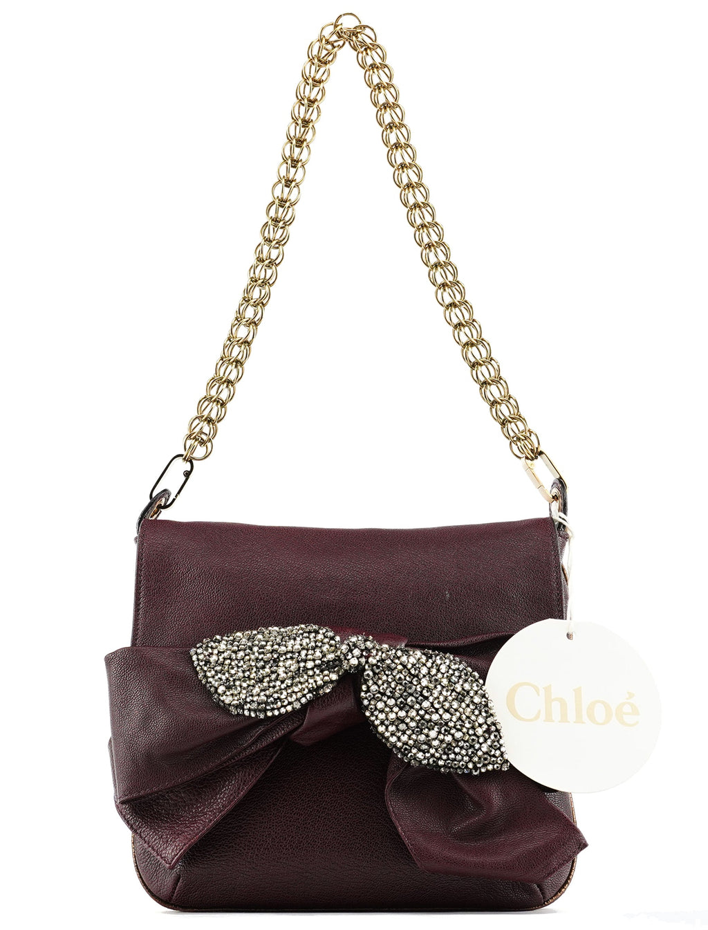 Purple Leather Bow Chain Shoulder Bag