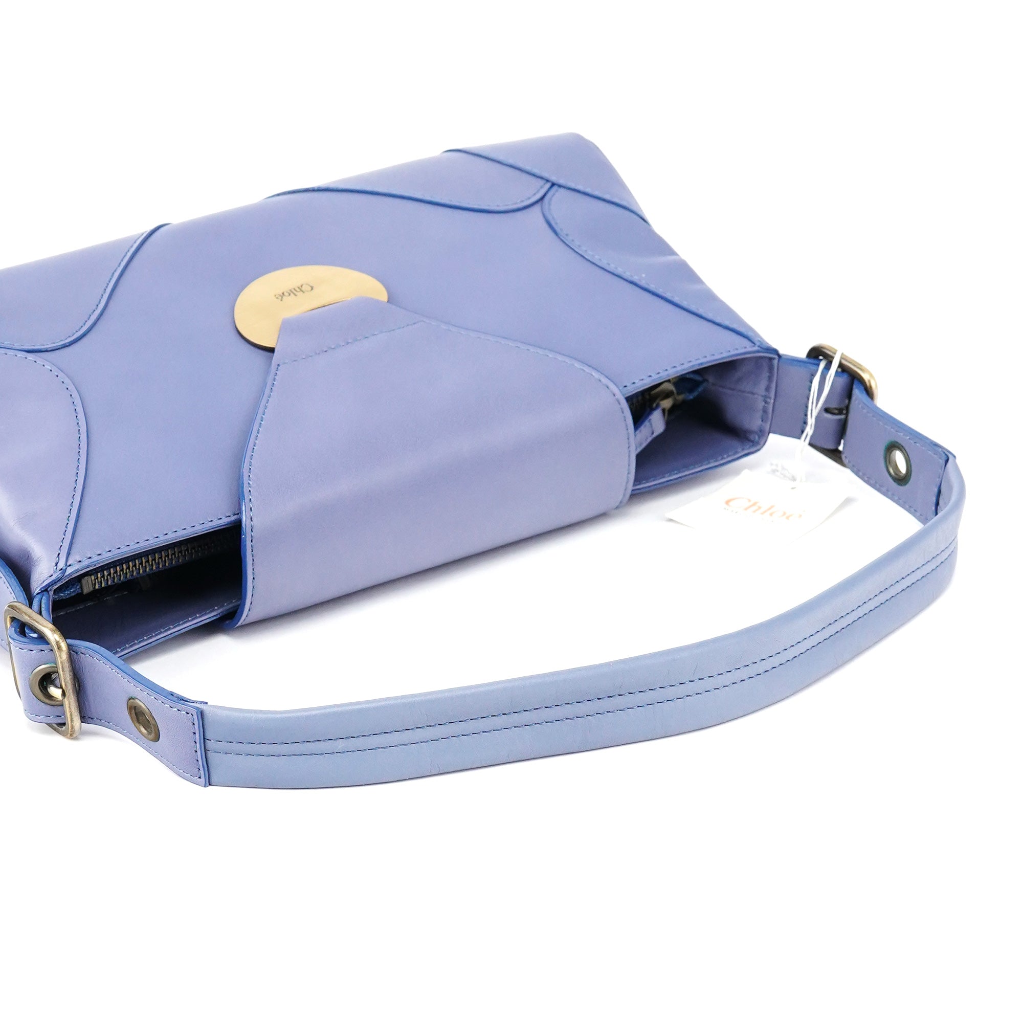 Purple Leather Flap Shoulder Bag