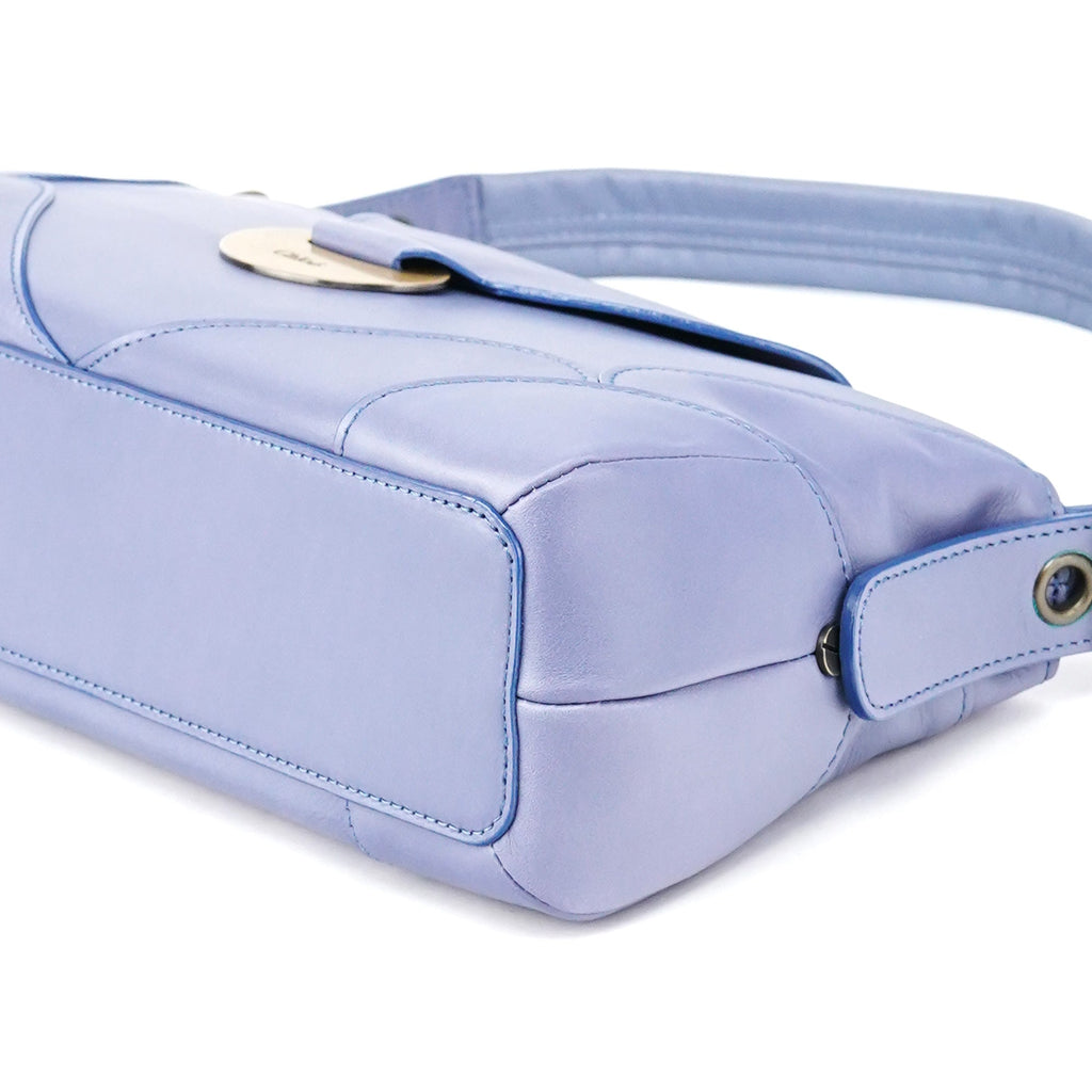 Purple Leather Flap Shoulder Bag