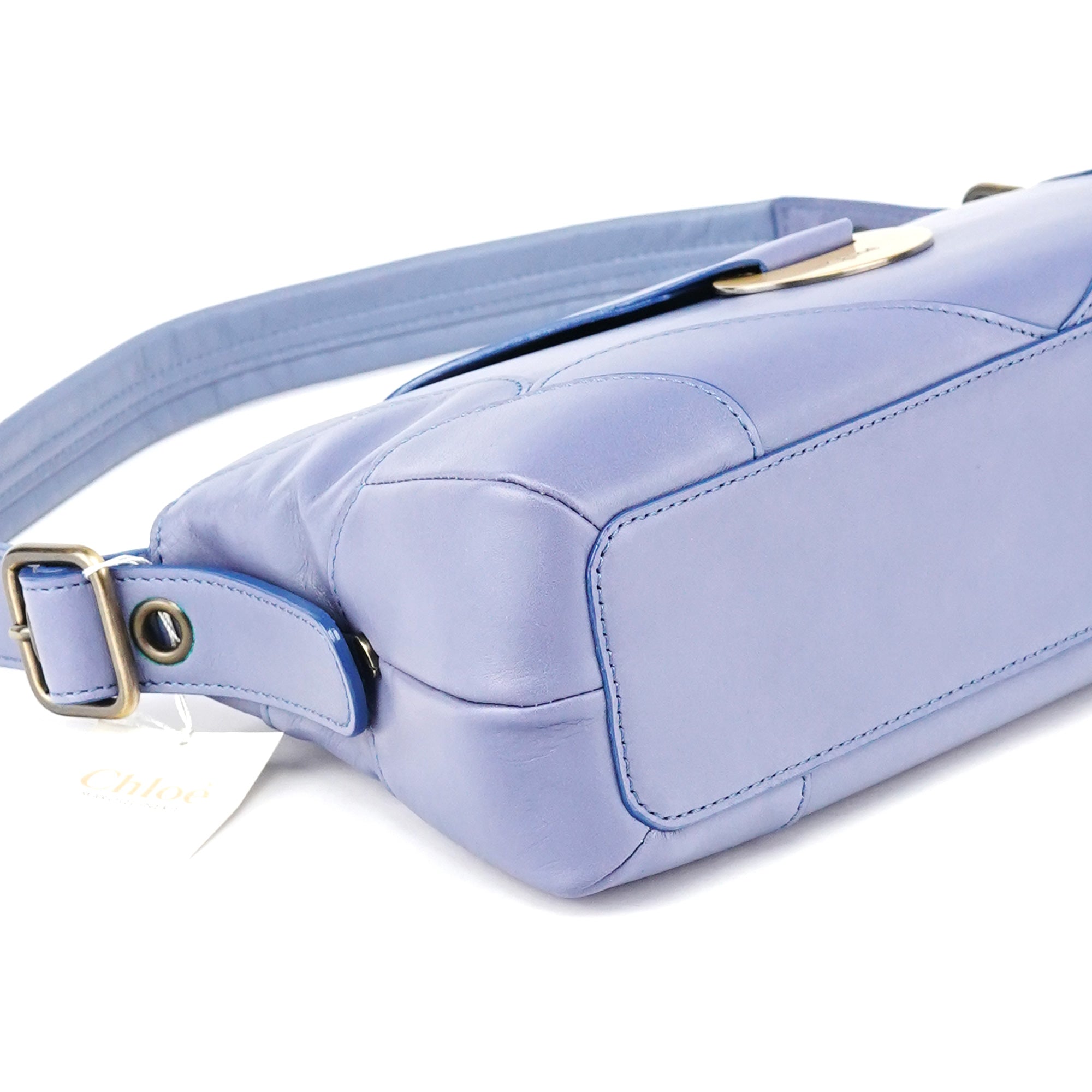 Purple Leather Flap Shoulder Bag