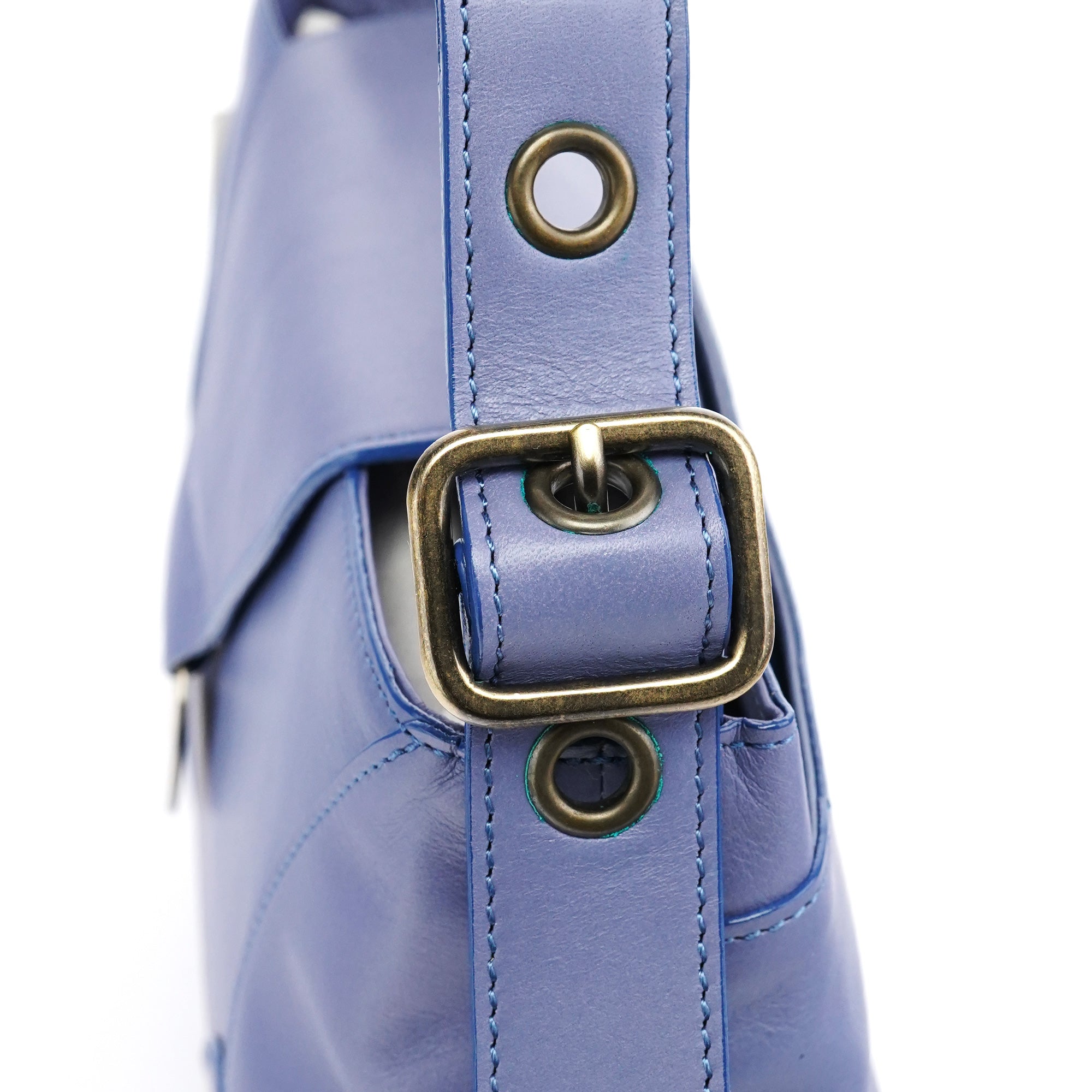 Purple Leather Flap Shoulder Bag