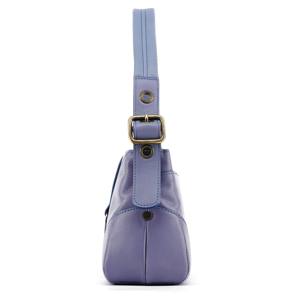 Purple Leather Flap Shoulder Bag