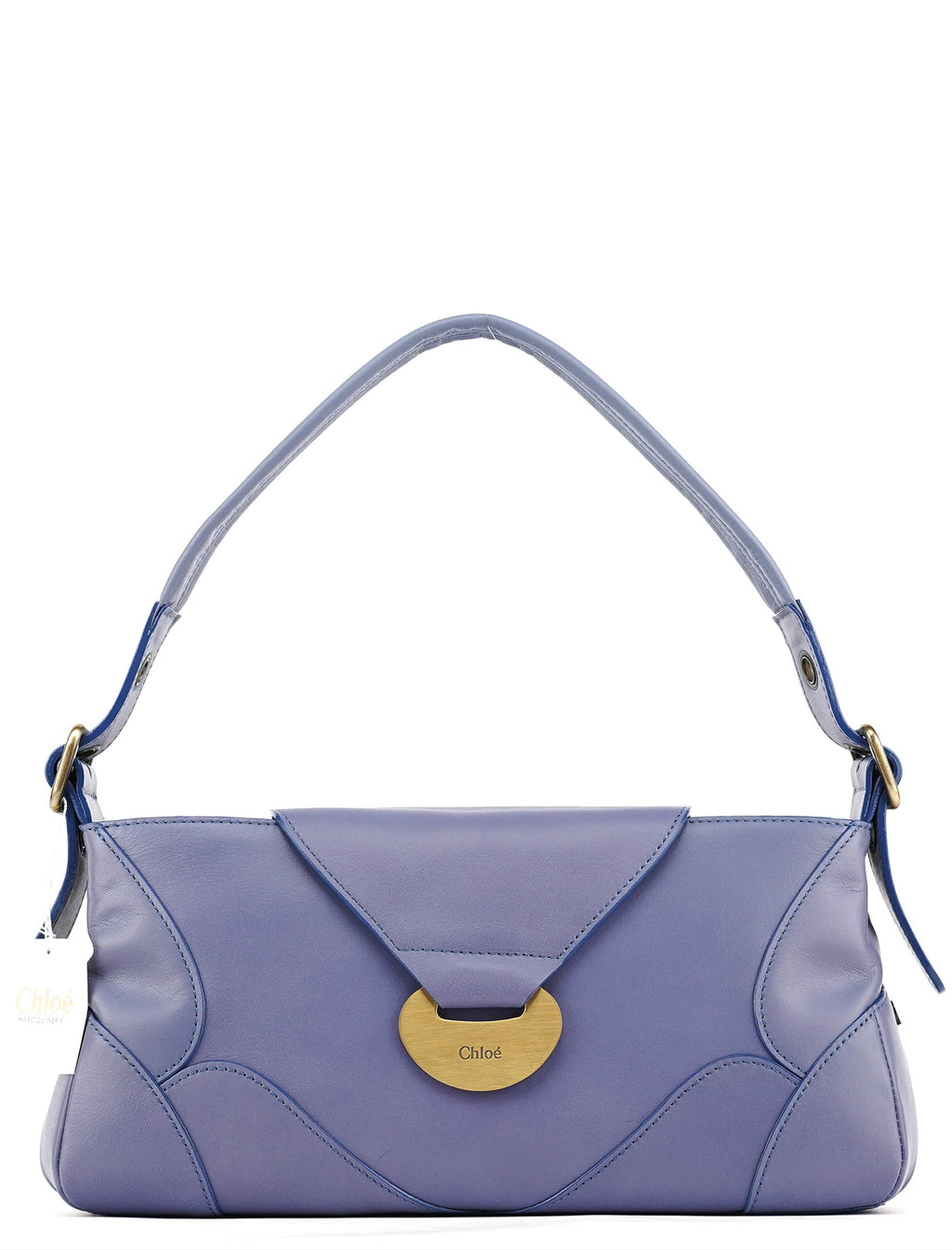 Purple Leather Flap Shoulder Bag