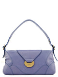 Purple Leather Flap Shoulder Bag