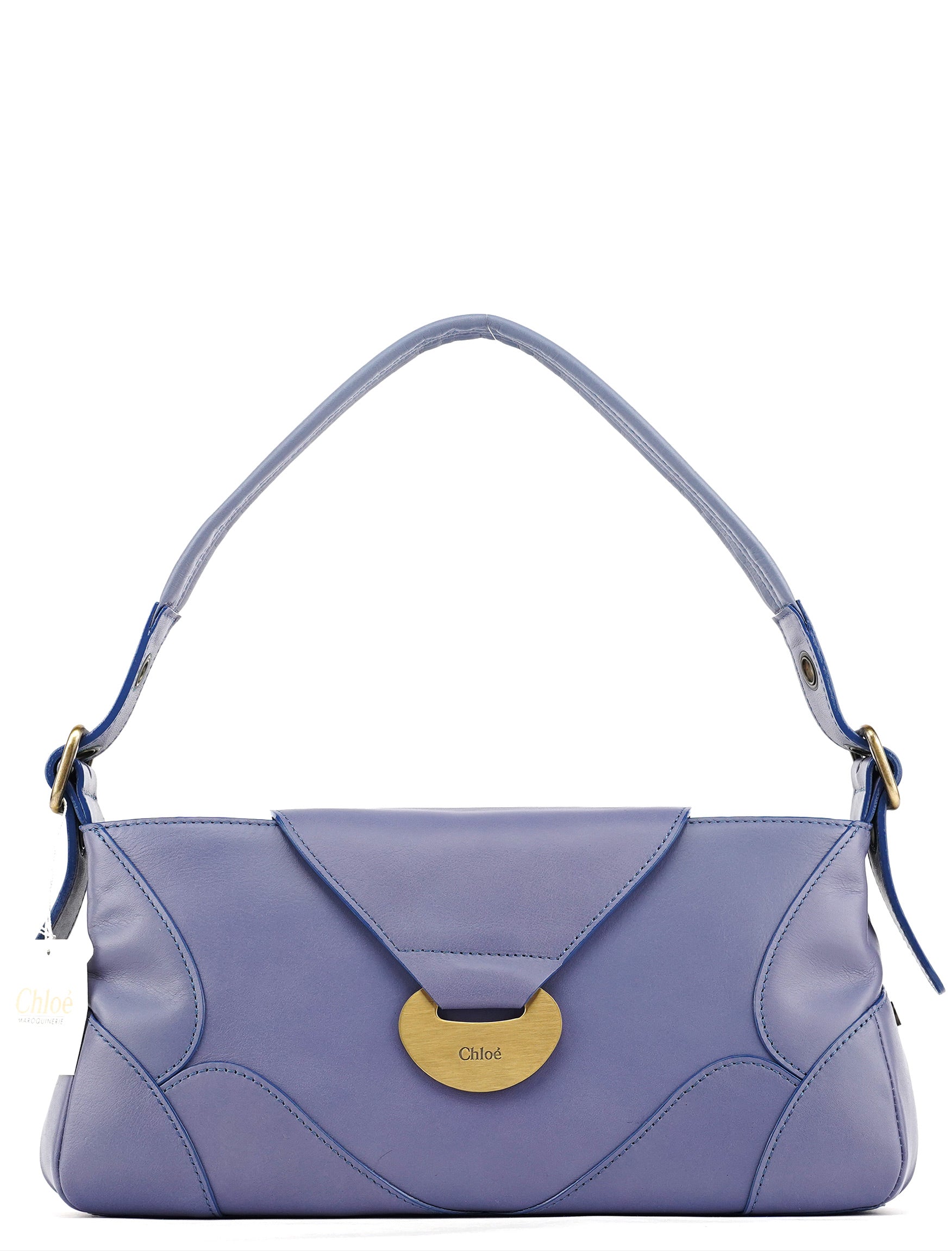 Purple Leather Flap Shoulder Bag