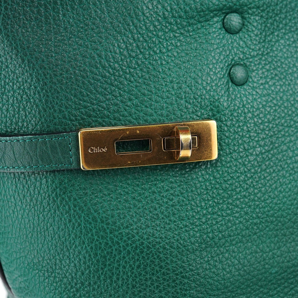 Racing Green Leather Tote Bag
