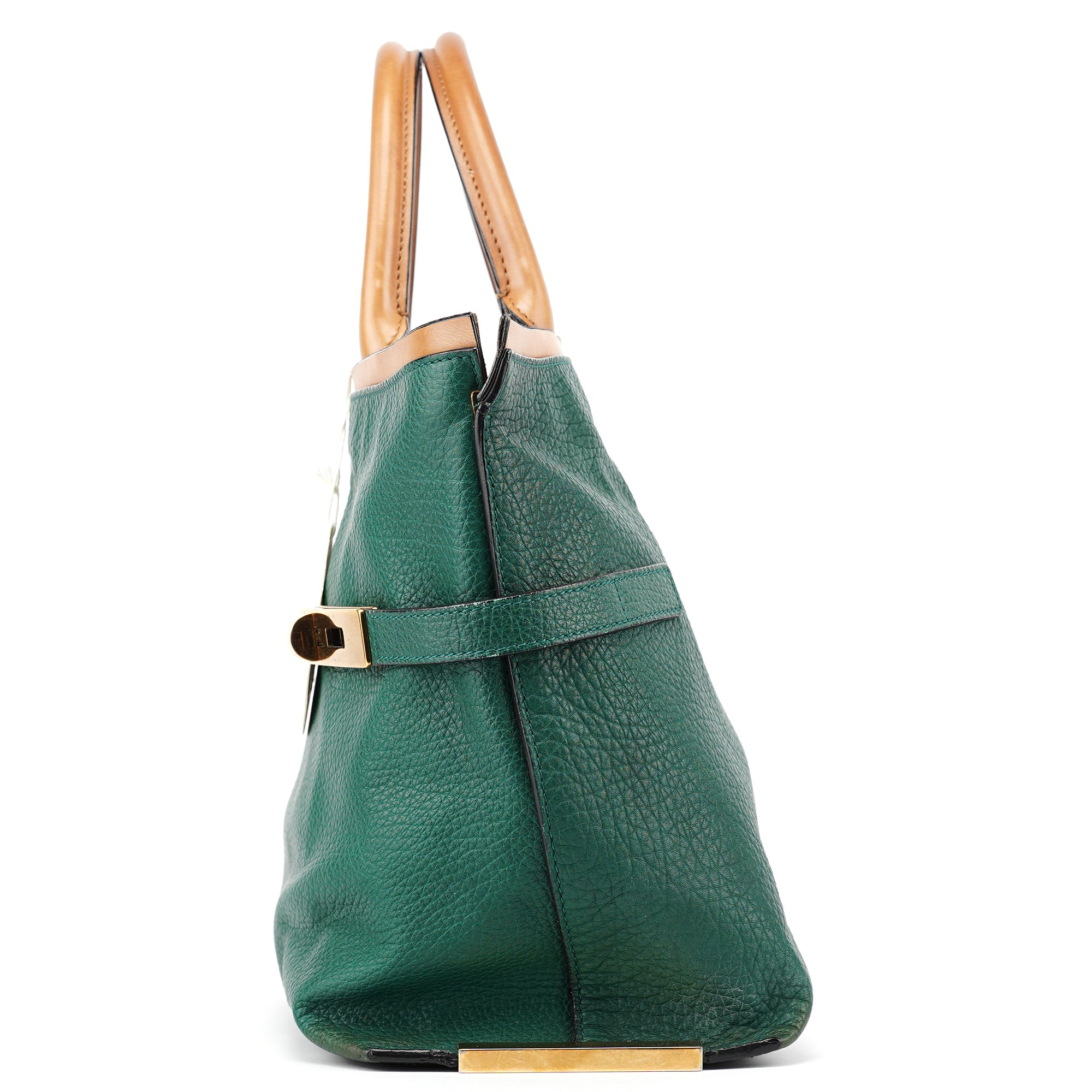 Racing Green Leather Tote Bag