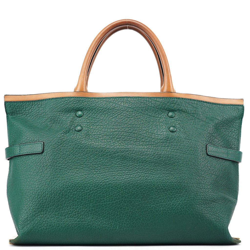 Racing Green Leather Tote Bag