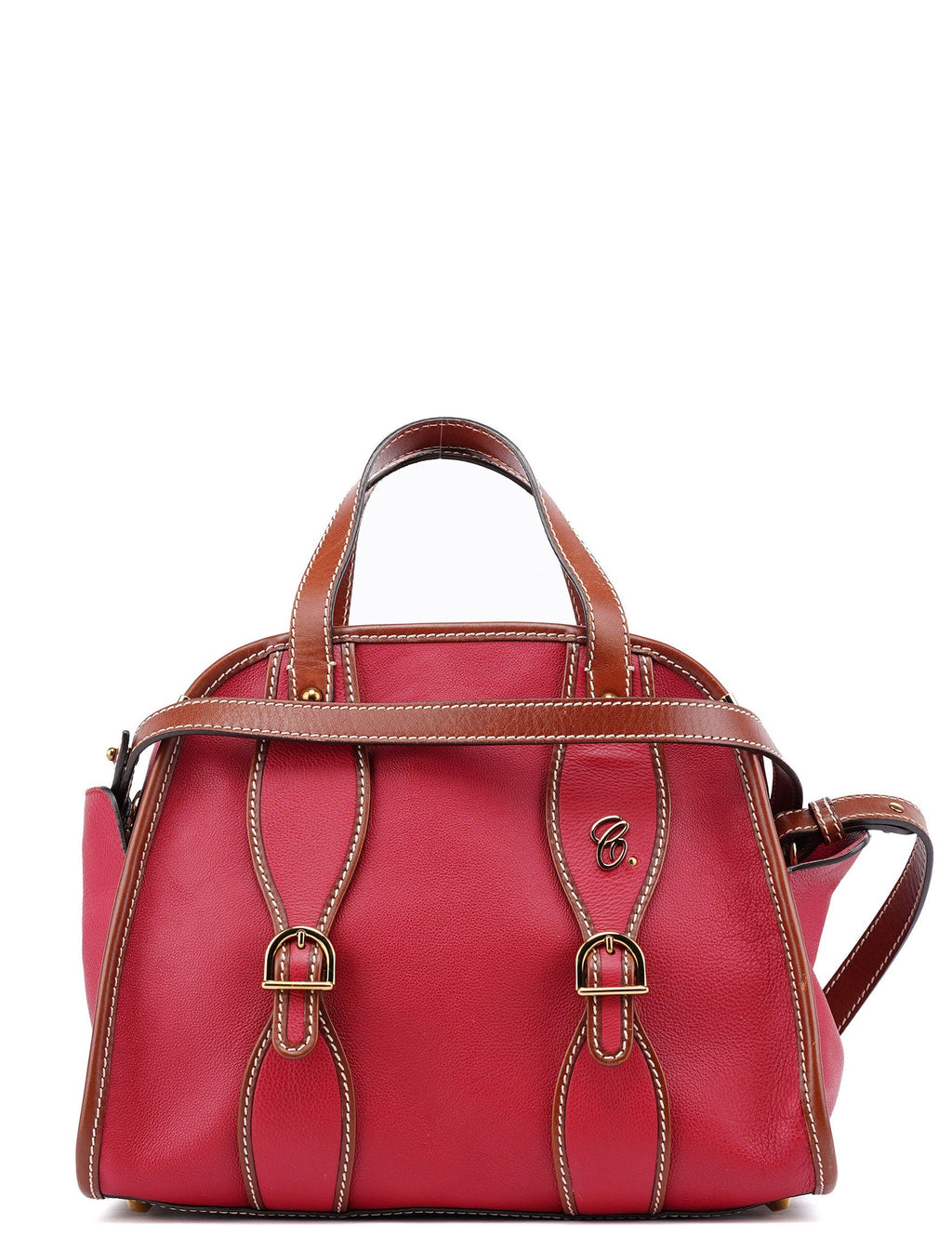 Red Leather 2-Way Tote Bag
