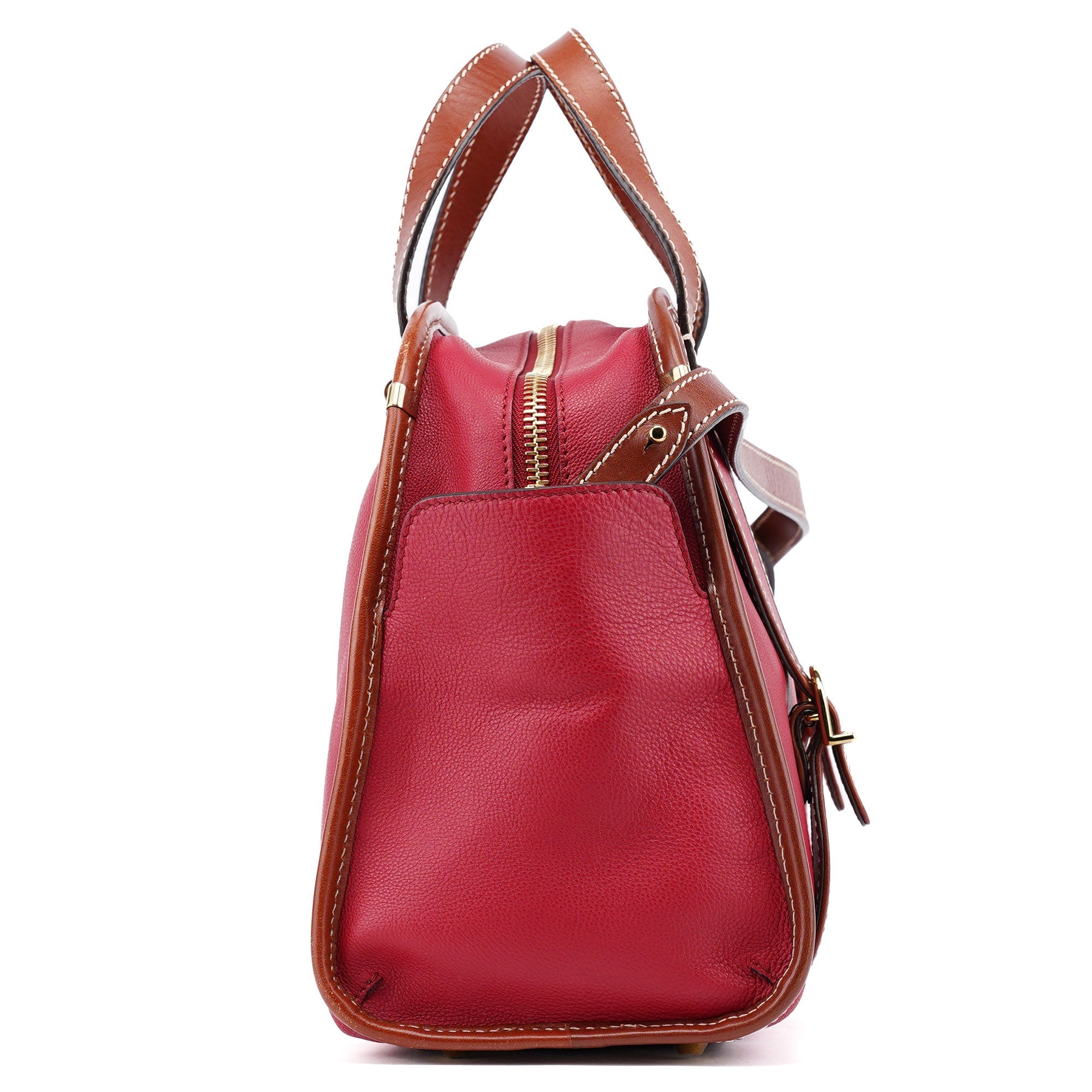 Red Leather 2-Way Tote Bag